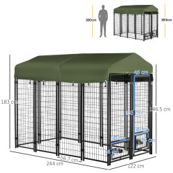 Voliera de exterior pentru caini PawHut D02-093GN (Green/Black) Thumb