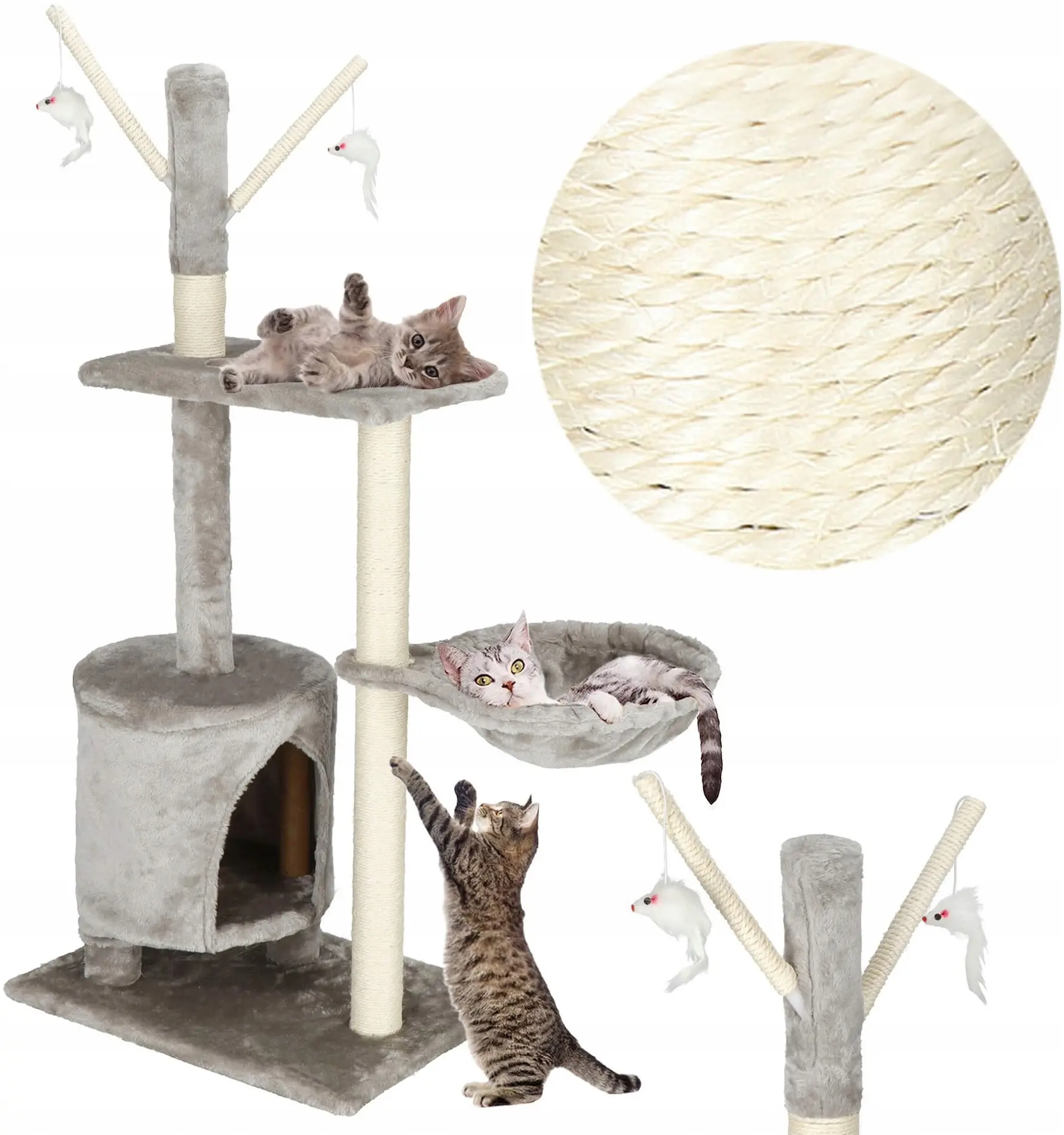 Ansamblu de joaca pentru pisici Springos PA1037 (Light Gray/Beige) - 3