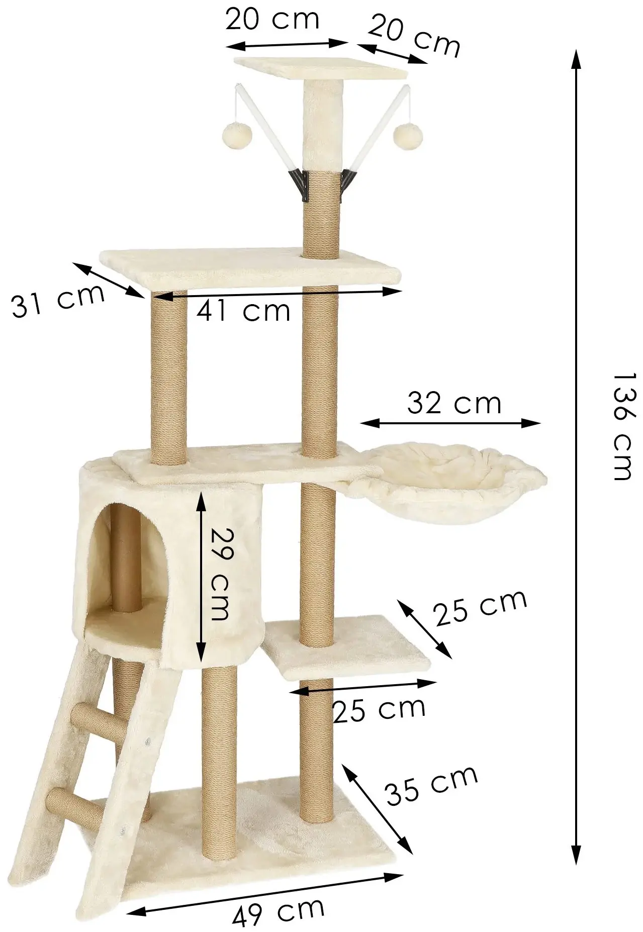 Ansamblu de joaca pentru pisici Springos PA1041 (Cream) - 8