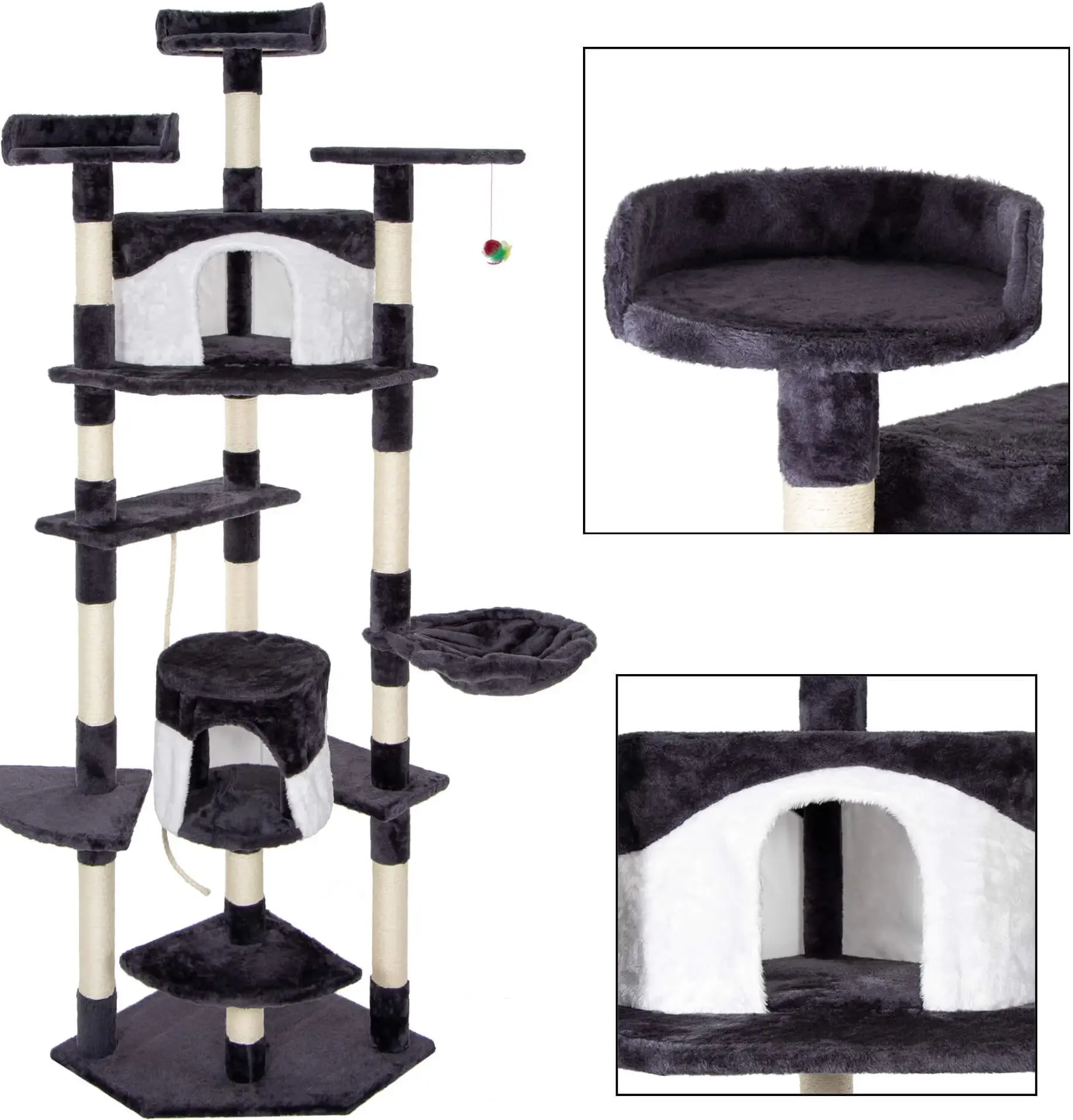 Игровой комплекс для кошек Springos PA1045 (Black/Beige) - 3