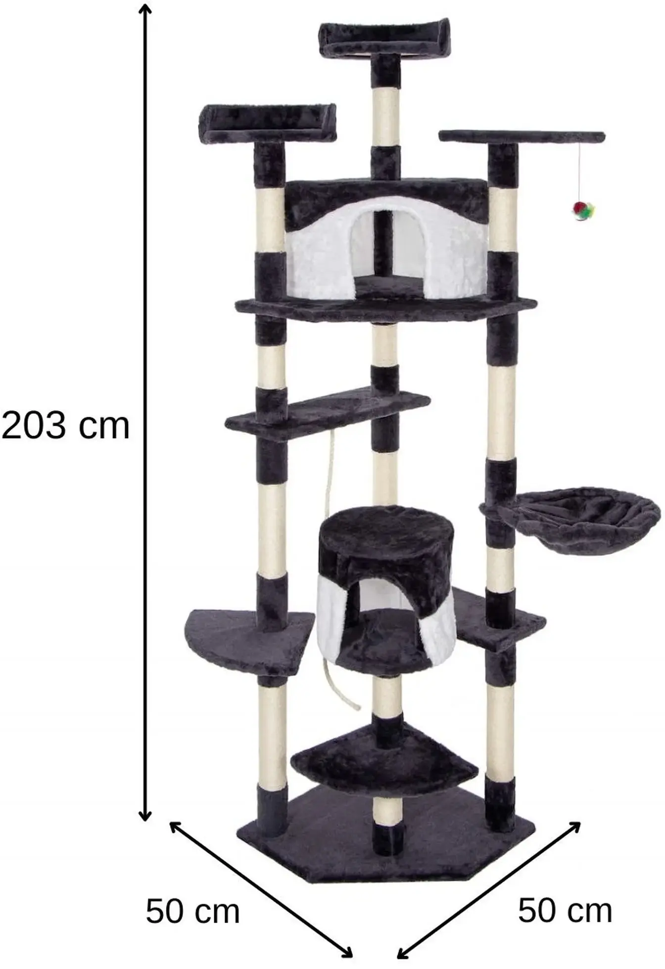 Игровой комплекс для кошек Springos PA1045 (Black/Beige) - 7