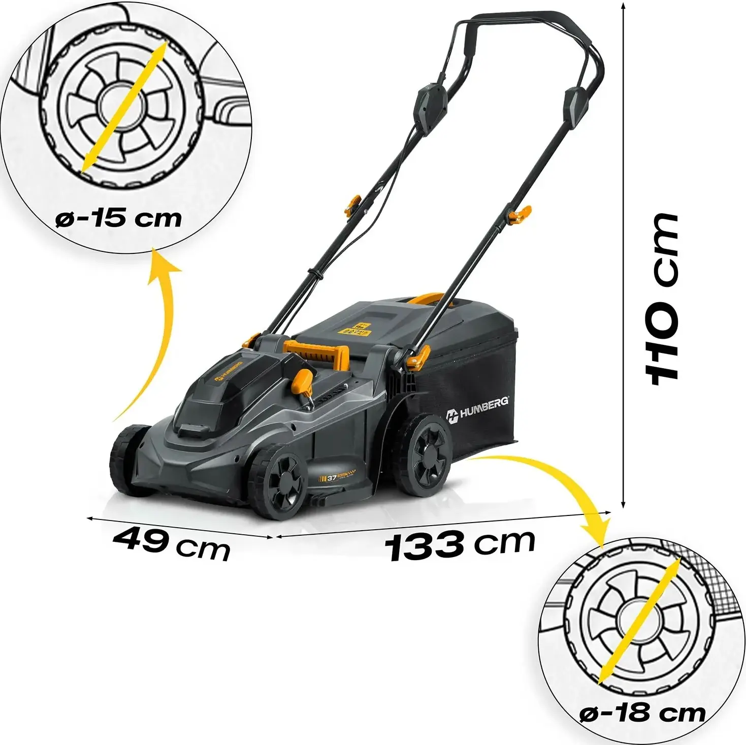 Masina de tuns iarba cu acumulator Humberg HM-610 561000 (Grey/Black) - 2