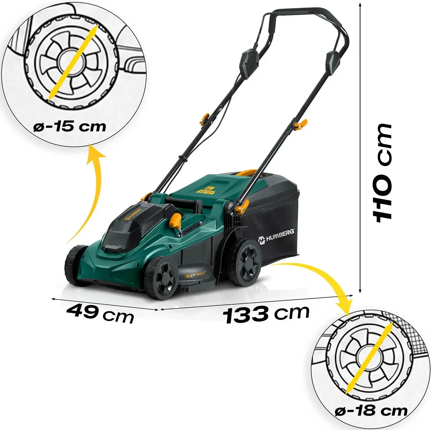 Masina de tuns iarba cu acumulator Humberg HM-610 561001 (Green/Black) - 2