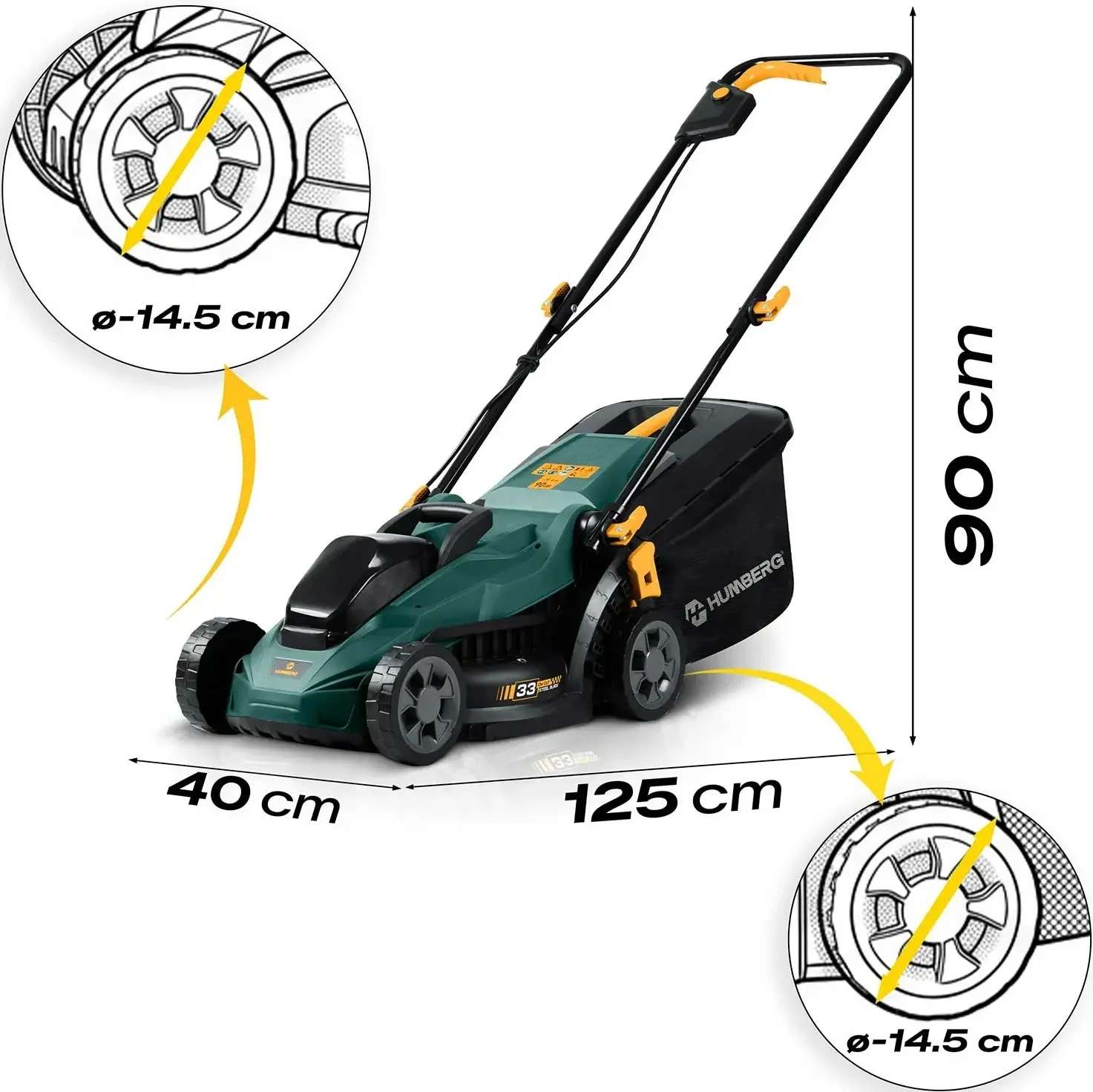 Masina de tuns iarba electrica Humberg HM-611 561101 (Green/Black) - 2