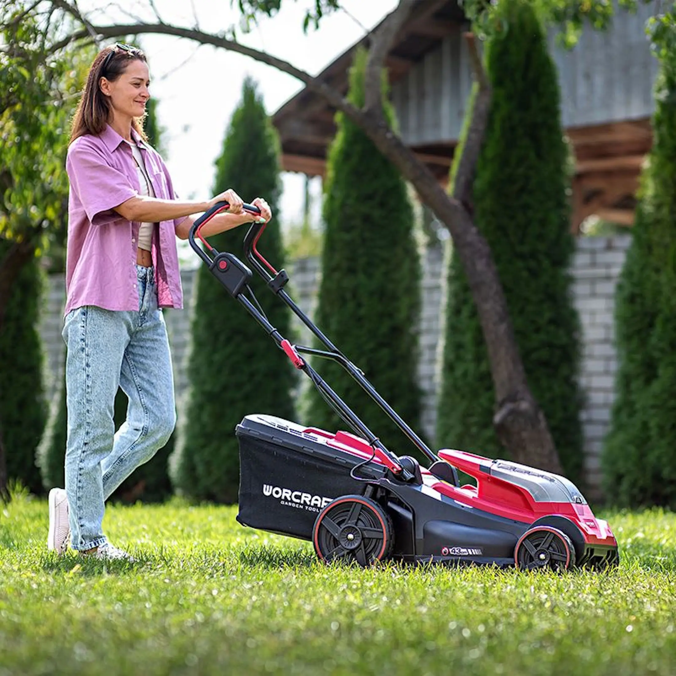 Аккумуляторная газонокосилка Worcraft CLM-S40LiBL (Red/Black) - 7