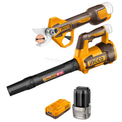 Set suflanta de aer cu acumulator + foarfece de gradina Ingco COSLI250385 16V 2x2Ah