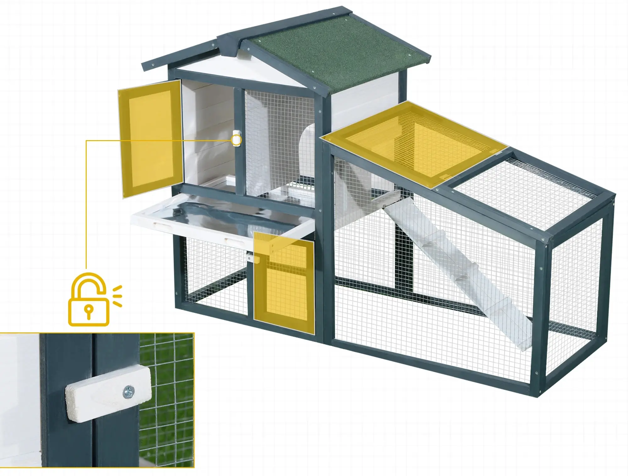 Клетка для кроликов PawHut D51-033 (Green/White) - 3