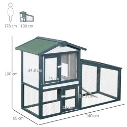 Клетка для кроликов PawHut D51-033 (Green/White) Thumb