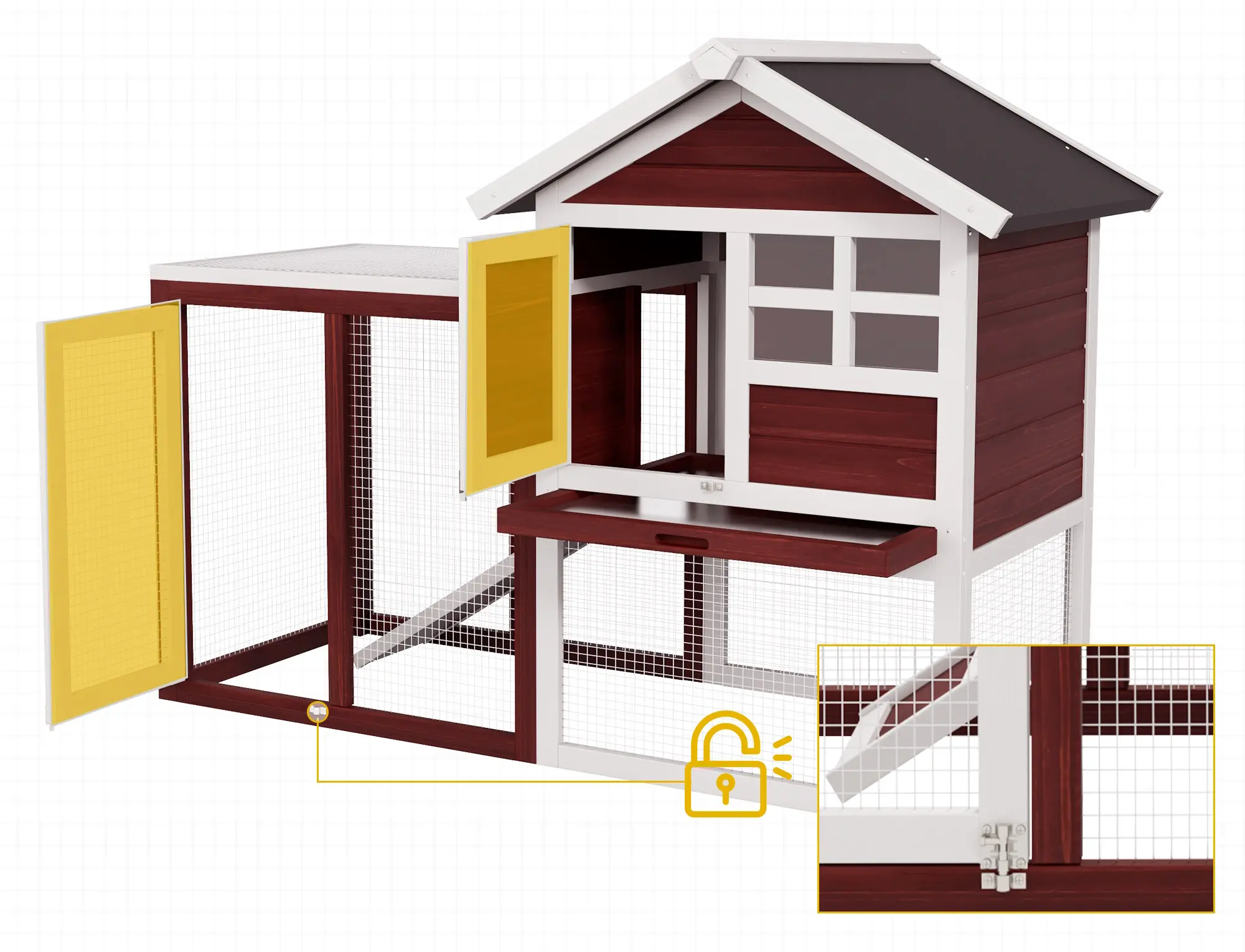 Cusca pentru iepuri PawHut D51-088 (Brown/White) - 4