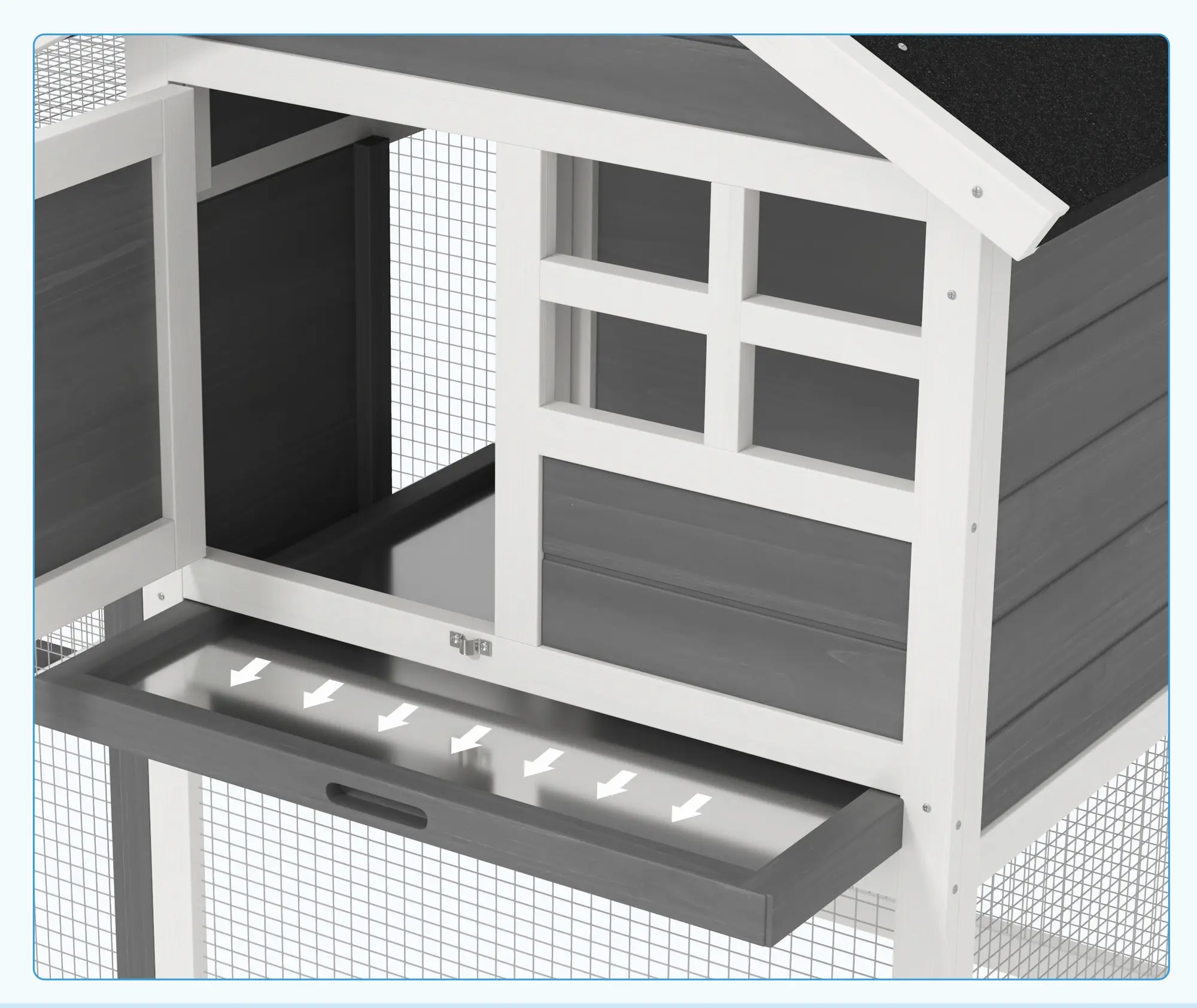 Cusca pentru iepuri PawHut D51-088GY (Grey/White) - 6