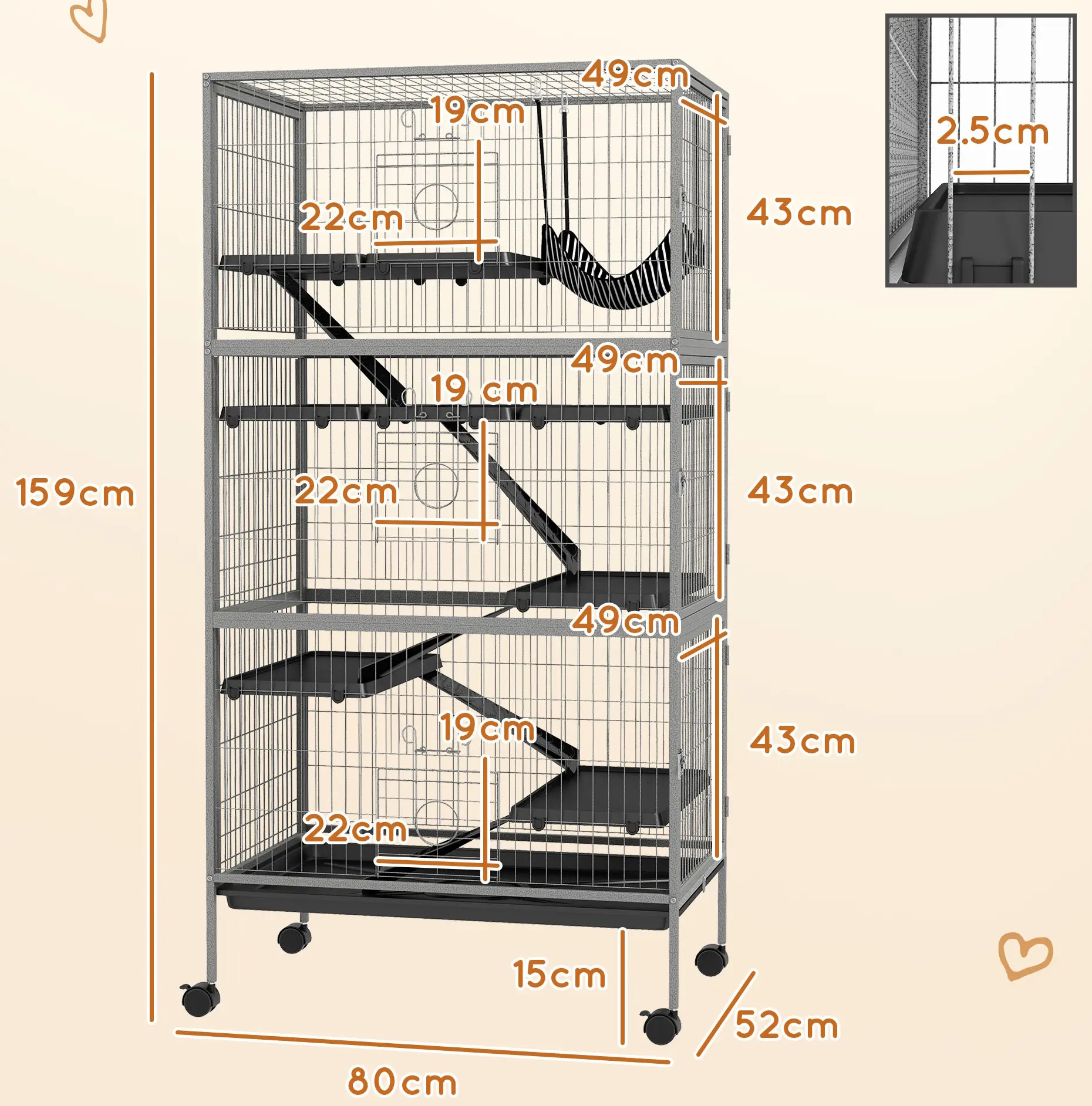 Клетка для кроликов PawHut D51-113V01GY (Silver/Grey) - 4