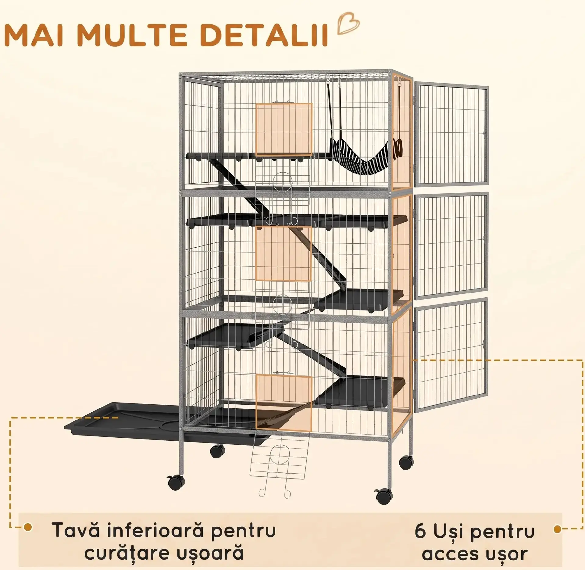 Клетка для кроликов PawHut D51-113V01GY (Silver/Grey) - 10