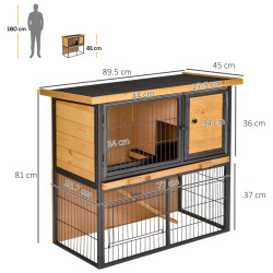 Клетка для кроликов PawHut D51-176 (Natural/Black) Thumb