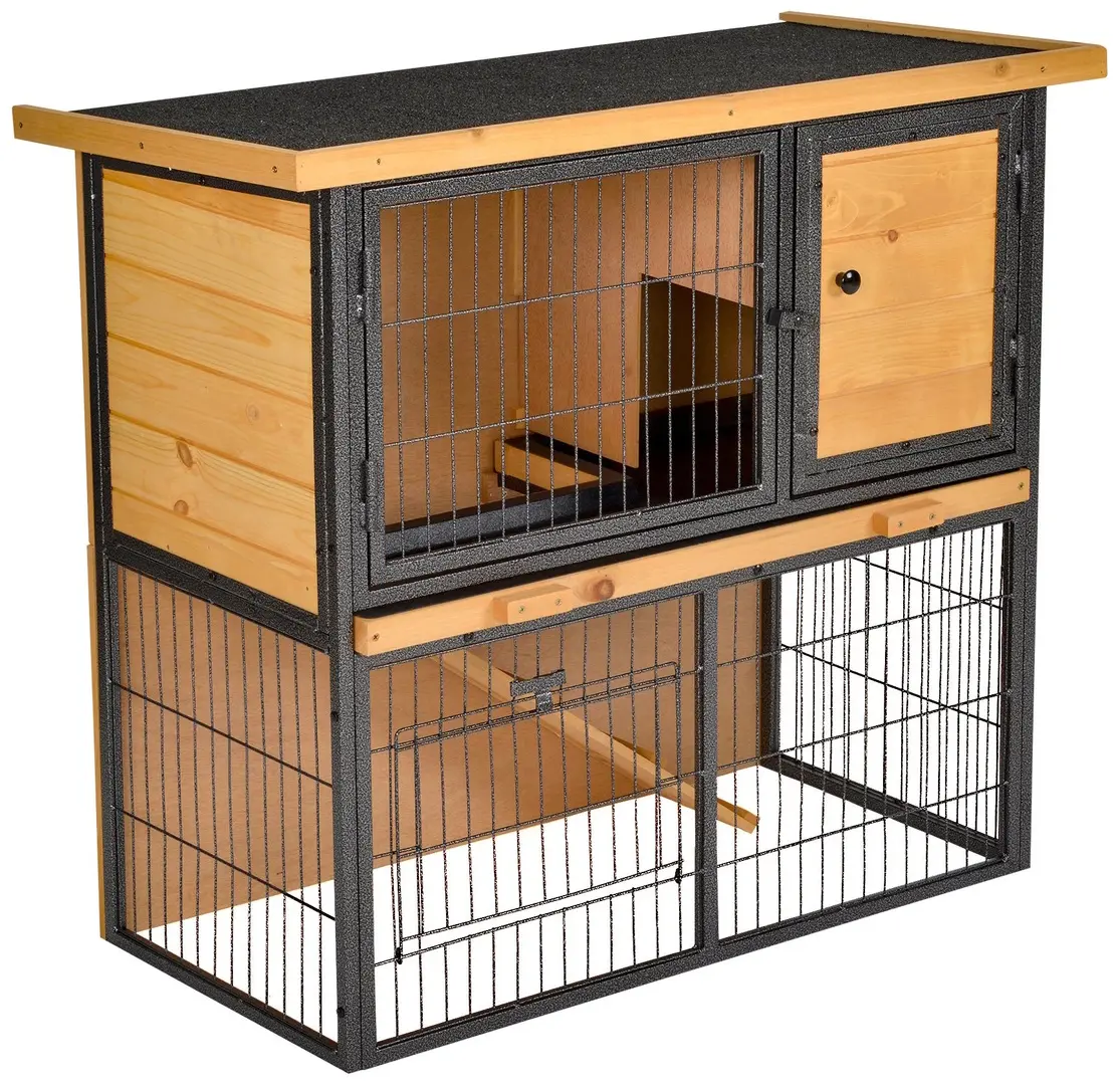 Клетка для кроликов PawHut D51-176 (Natural/Black)