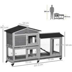 Клетка для кроликов PawHut D51-314LG (Grey) Thumb