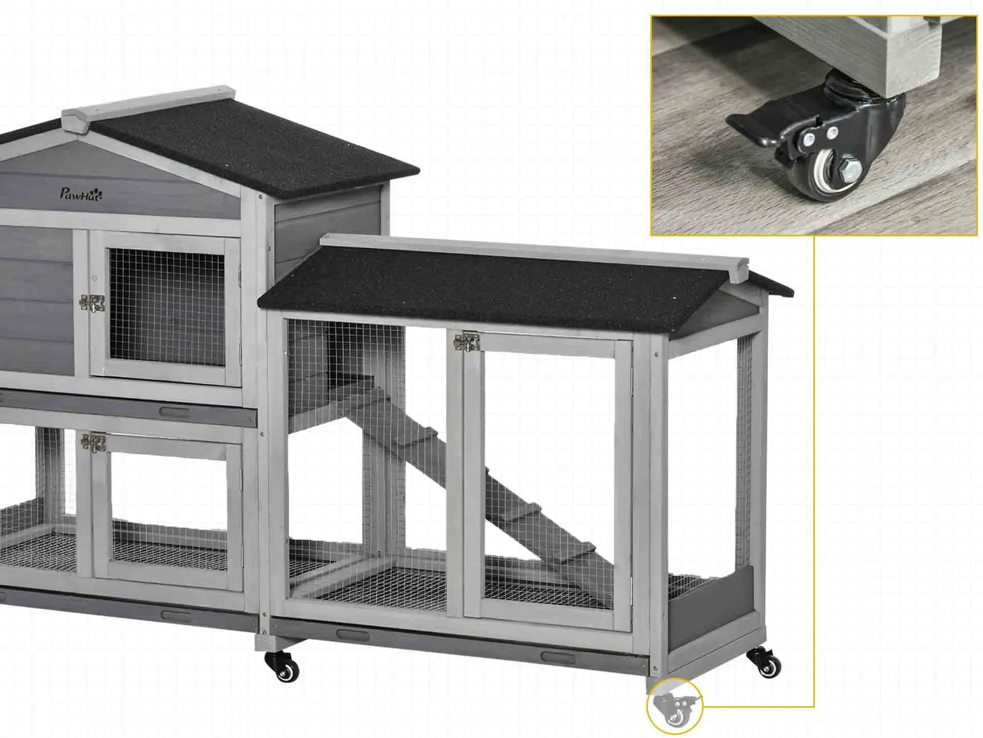 Клетка для кроликов PawHut D51-314LG (Grey) - 5