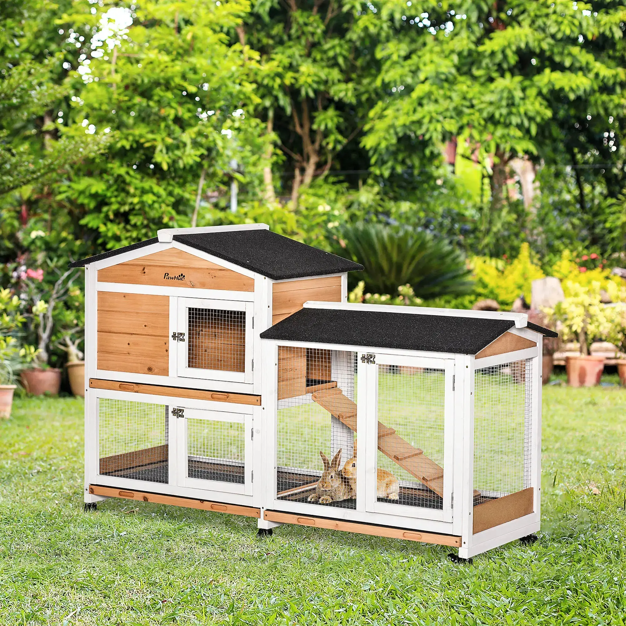 Cusca pentru iepuri PawHut D51-314YL (Natural/White) - 5