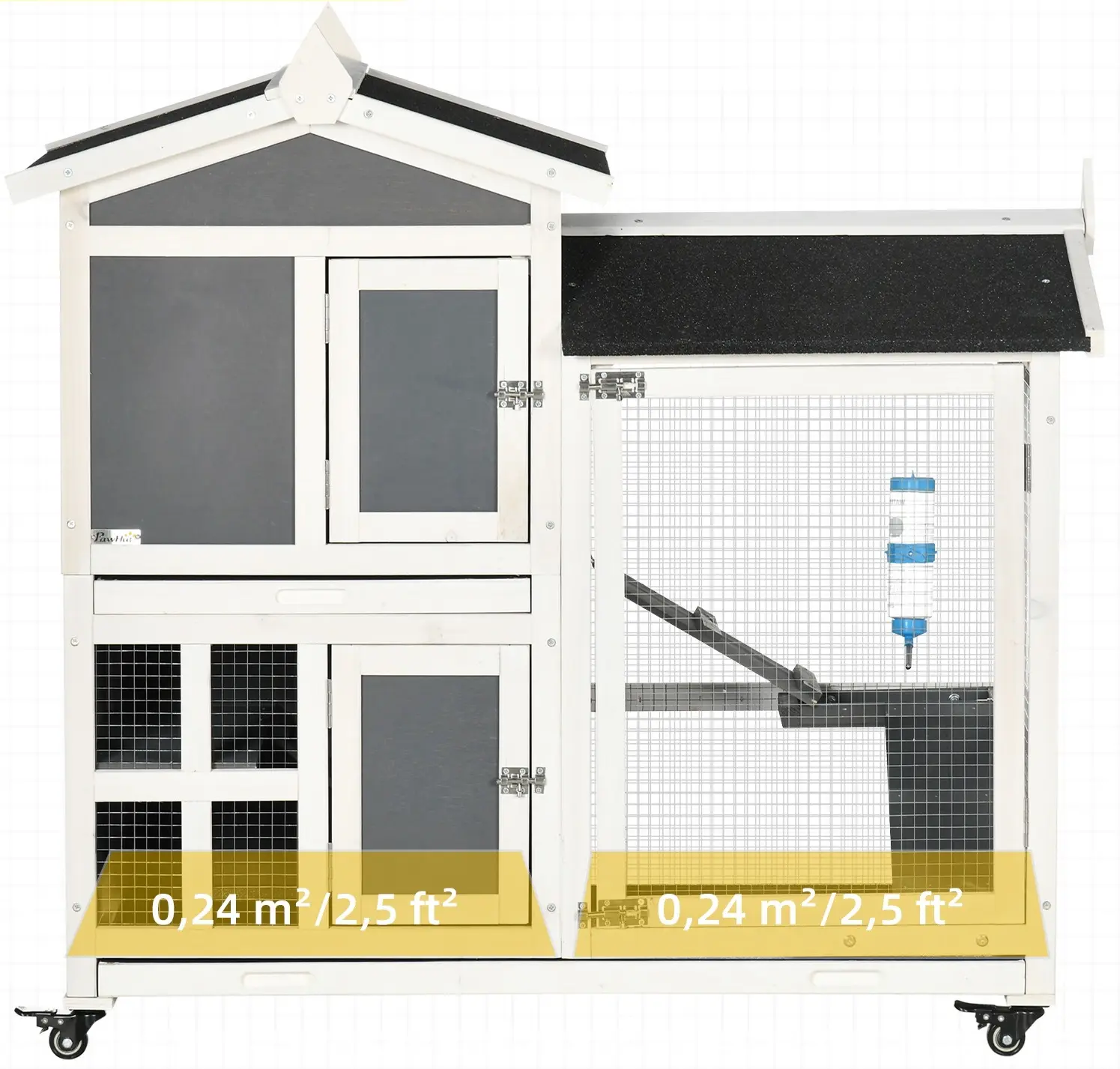Cusca pentru iepuri Pawhut D51-332V00CG (Dark Grey/White) - 4