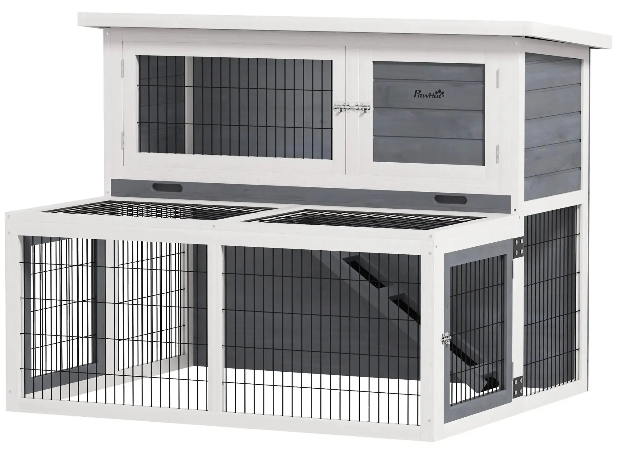 Cusca pentru iepuri PawHut D51-466V00GY (Grey/White) - 2