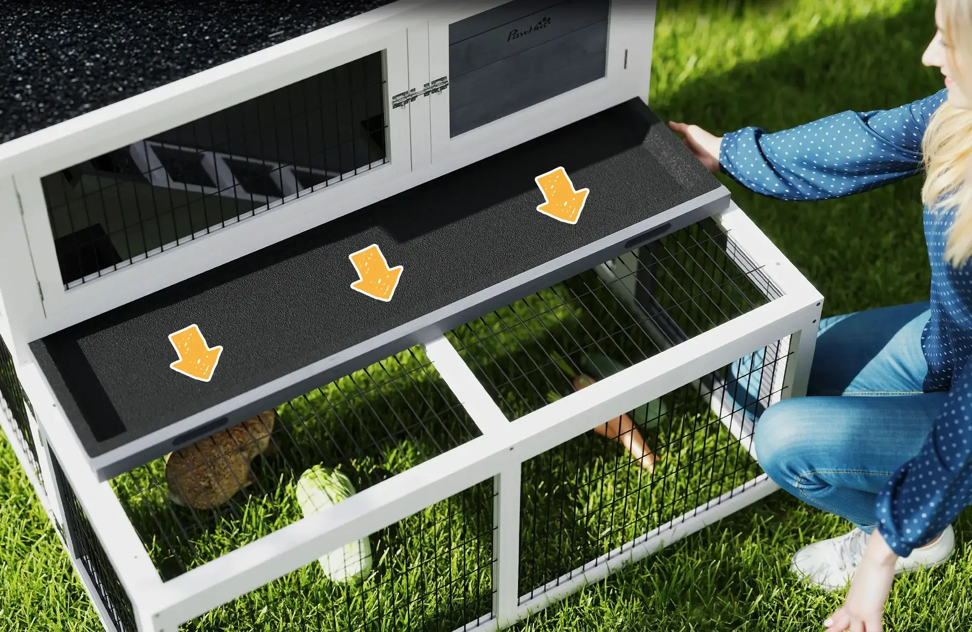 Cusca pentru iepuri PawHut D51-466V00GY (Grey/White) - 3