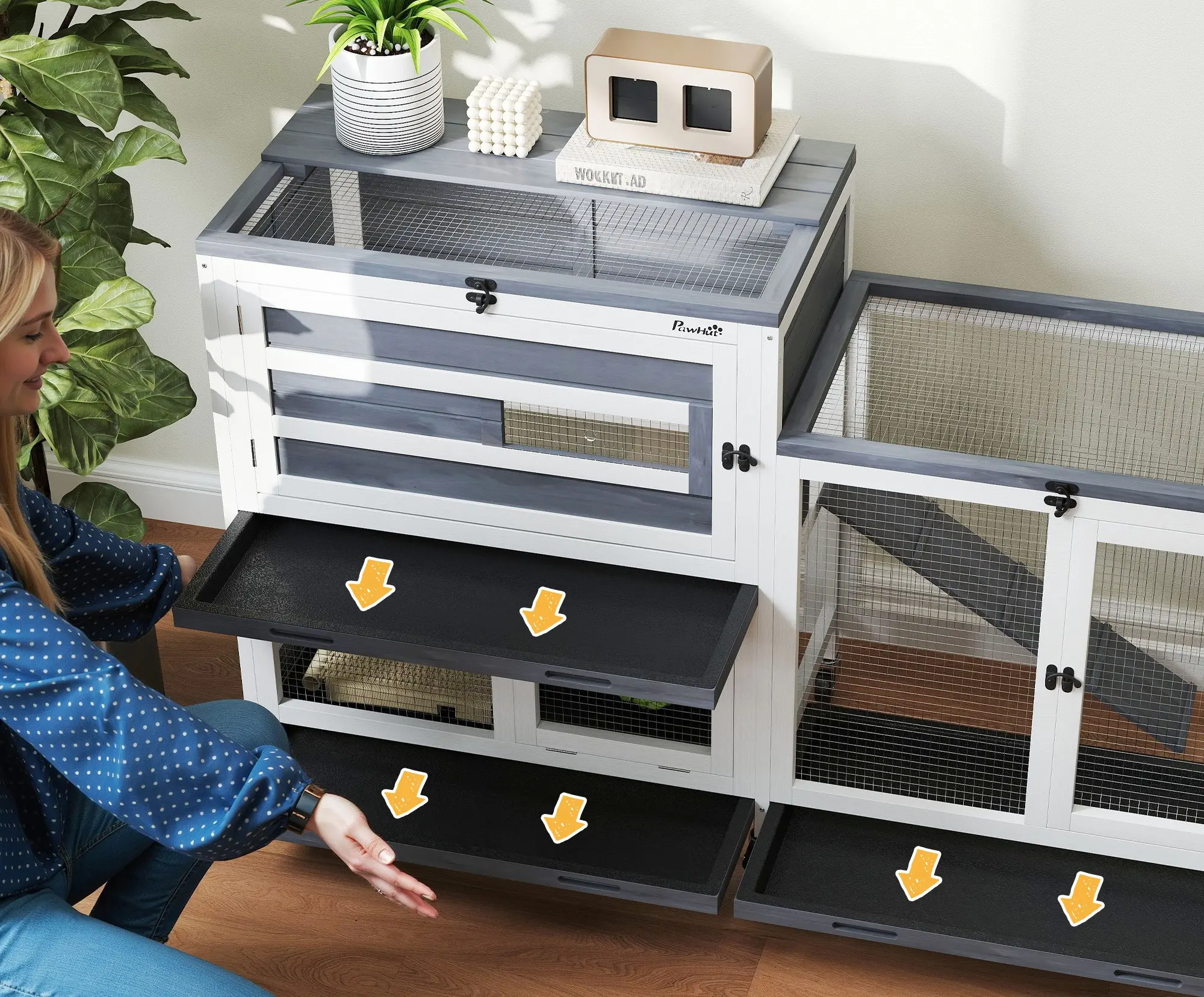 Клетка для кроликов PawHut D51-467V00GY (Grey/White) - 4