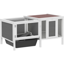 Cusca pentru iepuri PawHut D51-500V90GY (Grey/White) Thumb