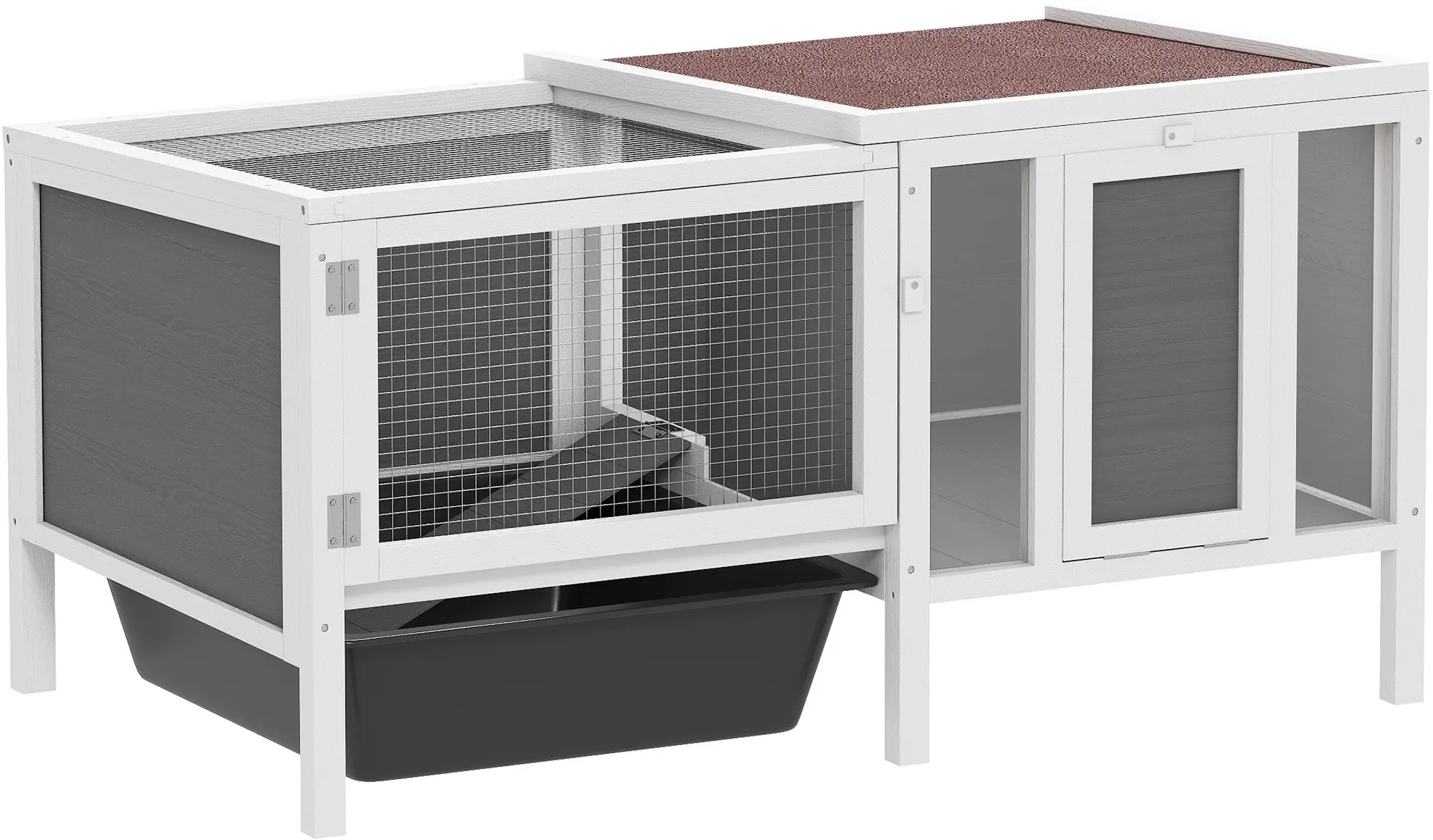 Cusca pentru iepuri PawHut D51-500V90GY (Grey/White) - 2