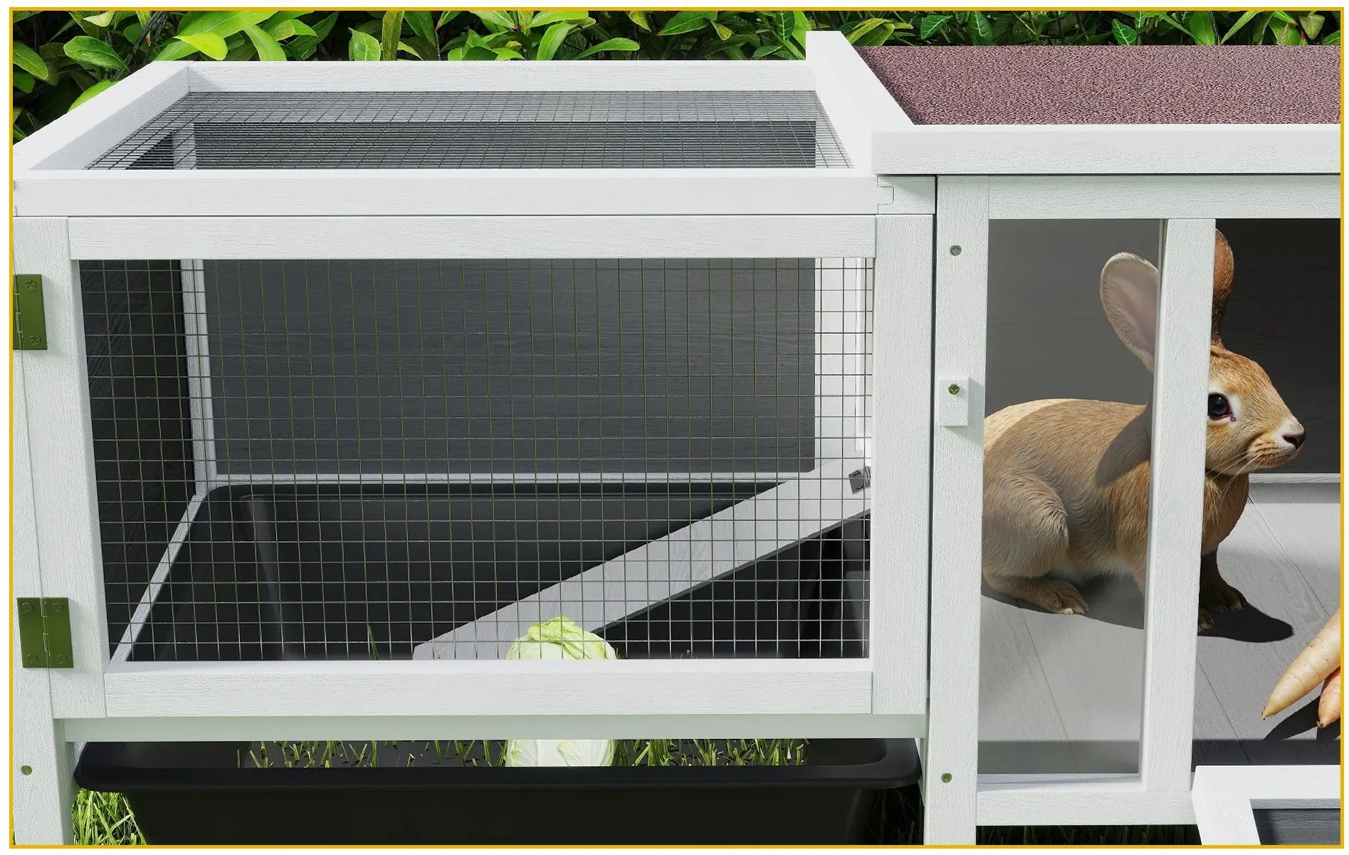 Cusca pentru iepuri PawHut D51-500V90GY (Grey/White) - 3