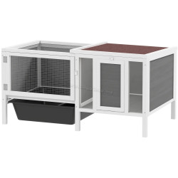Cusca pentru iepuri PawHut D51-500V90GY (Grey/White)