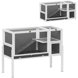 Cusca pentru iepuri Pawhut D51-501V90GY (Grey/White) Thumb