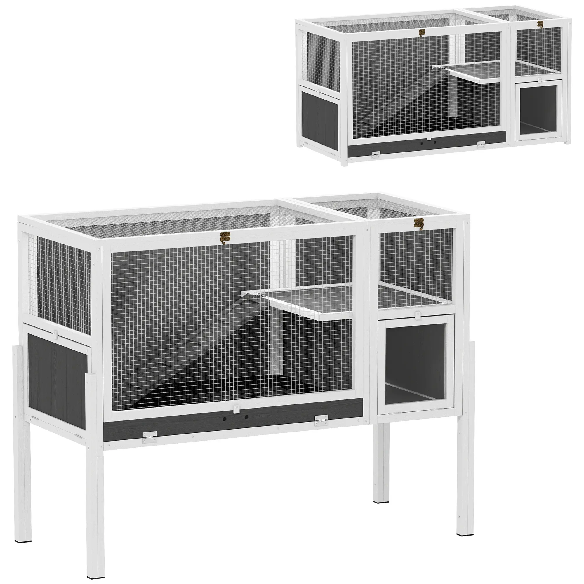 Cusca pentru iepuri Pawhut D51-501V90GY (Grey/White) - 2