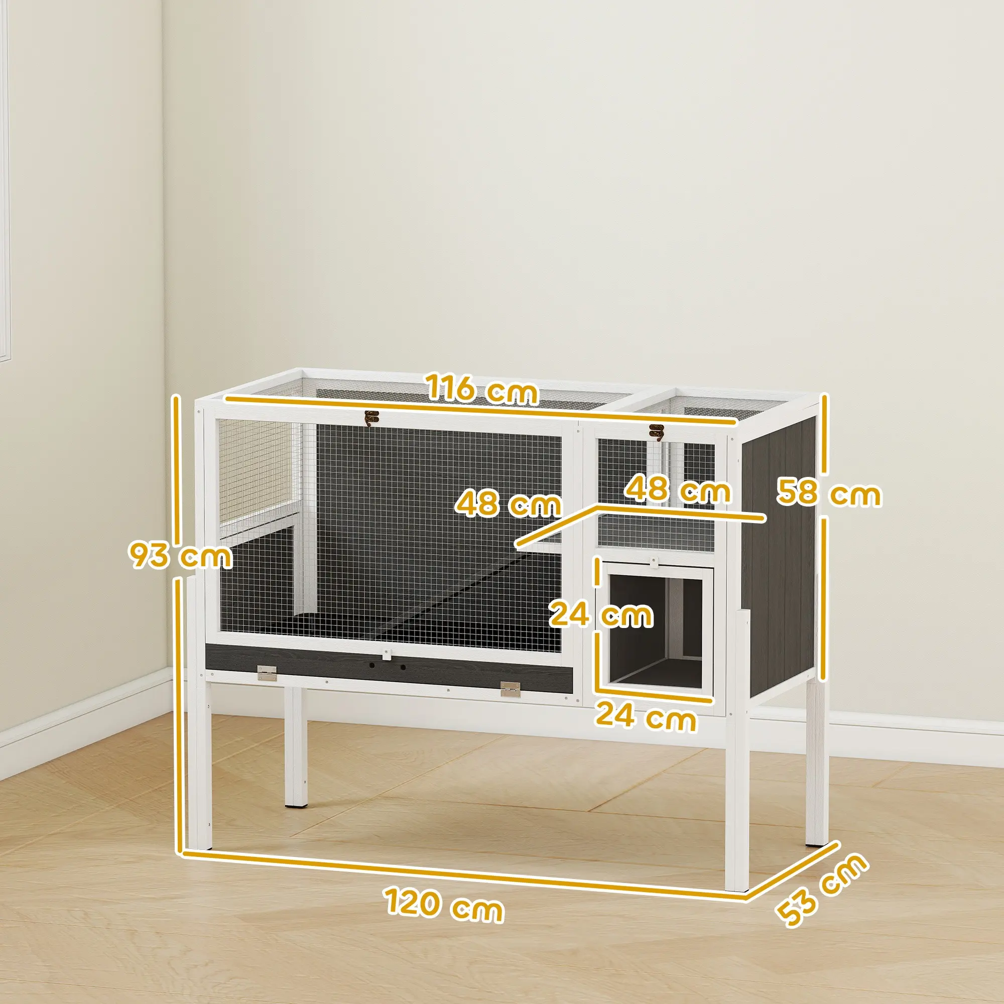Cusca pentru iepuri Pawhut D51-501V90GY (Grey/White) - 3