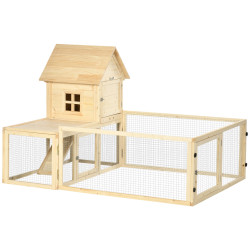 Клетка для кроликов с загоном PawHut D51-358V00ND (Natural) Thumb