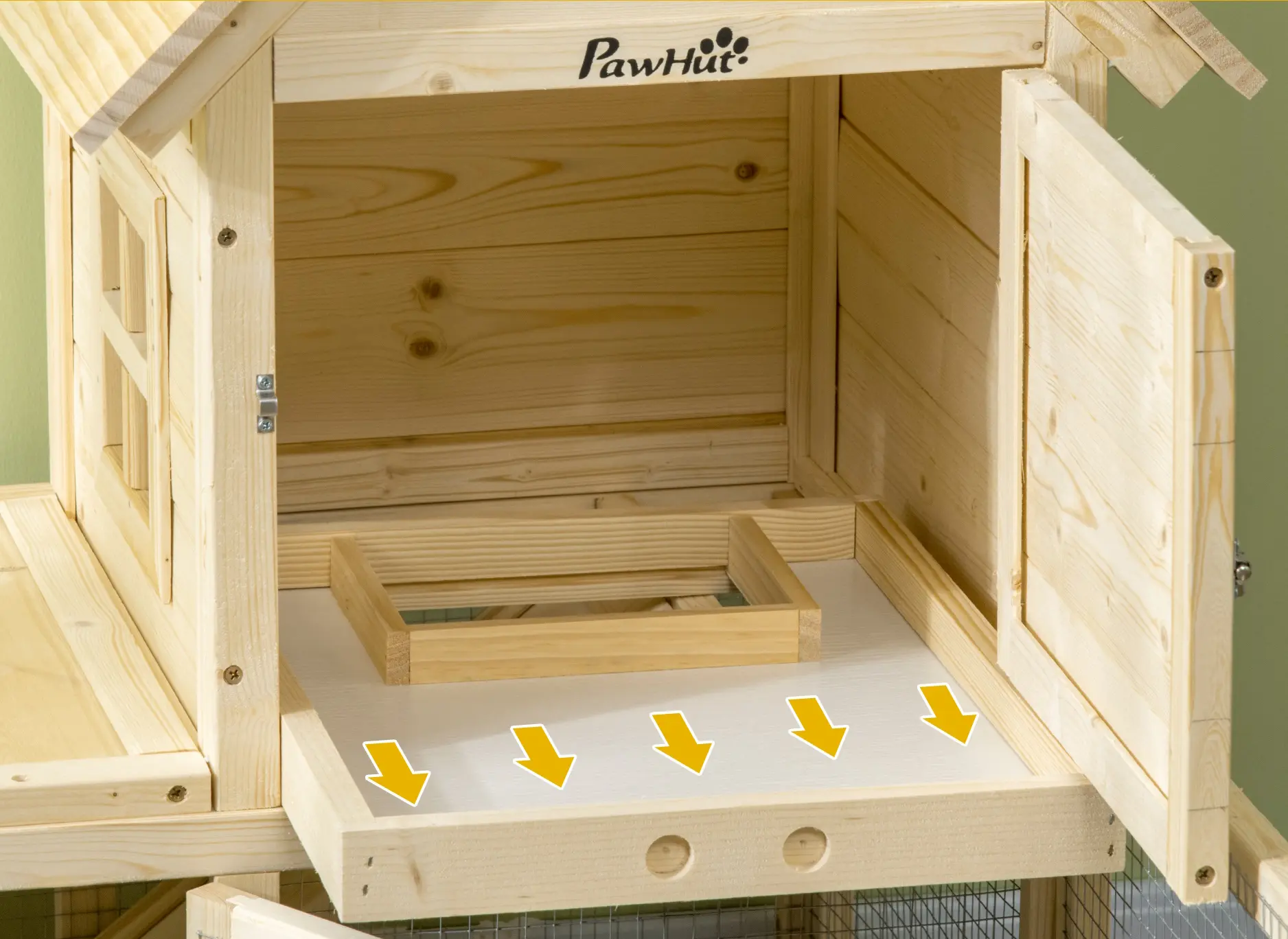 Клетка для кроликов с загоном PawHut D51-358V00ND (Natural) - 4