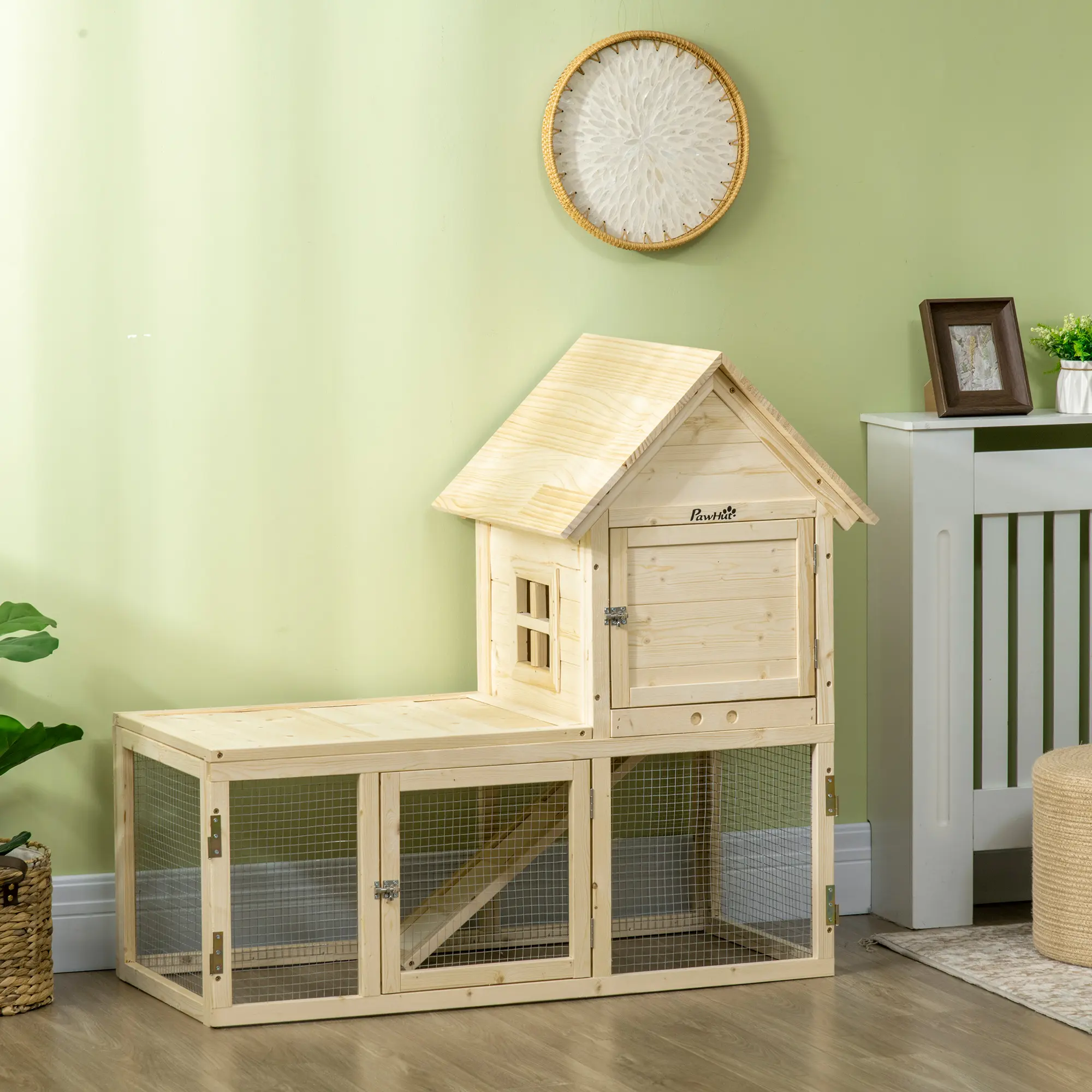 Клетка для кроликов с загоном PawHut D51-358V00ND (Natural) - 7