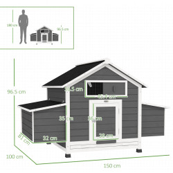 Cotet pentru gaini PawHut D51-065V01GY (Dark Grey/White) Thumb
