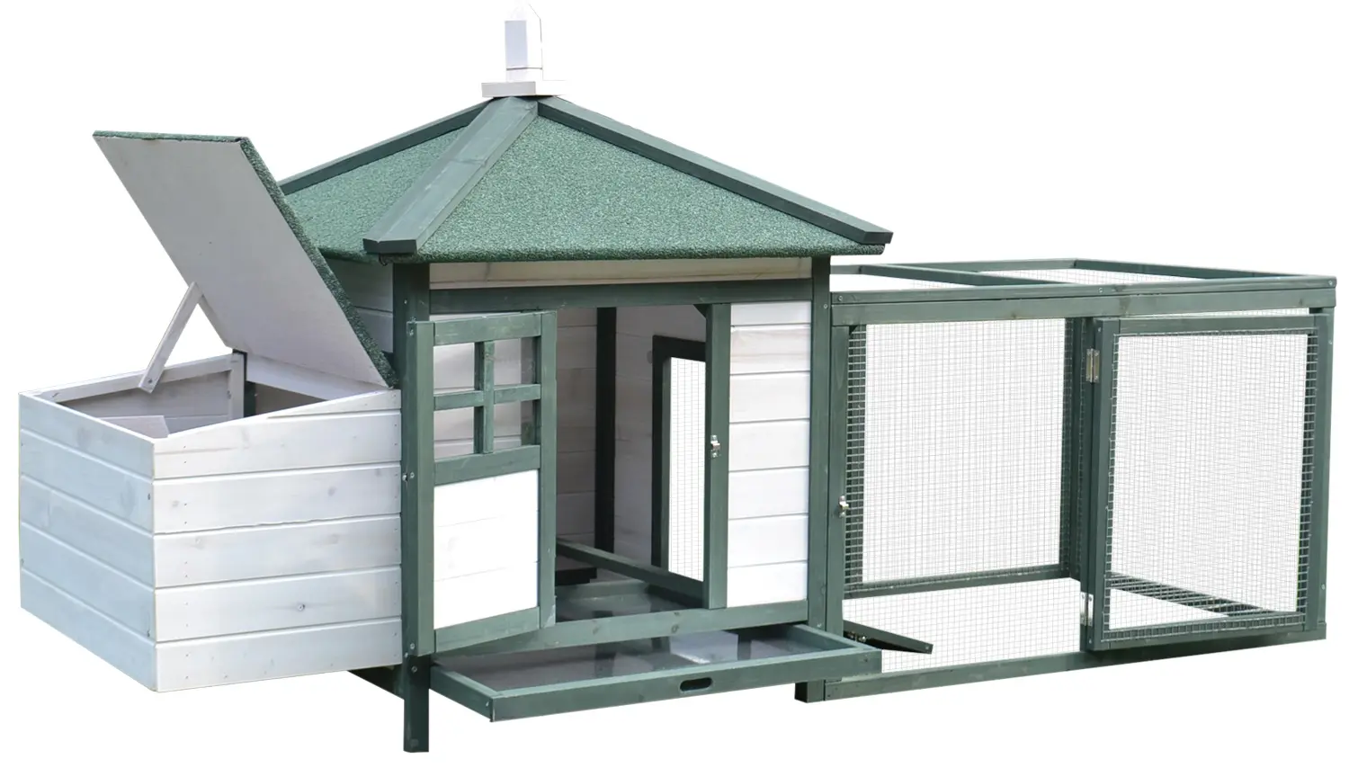 Cotet pentru gaini PawHut D51-092GN (White/Green)