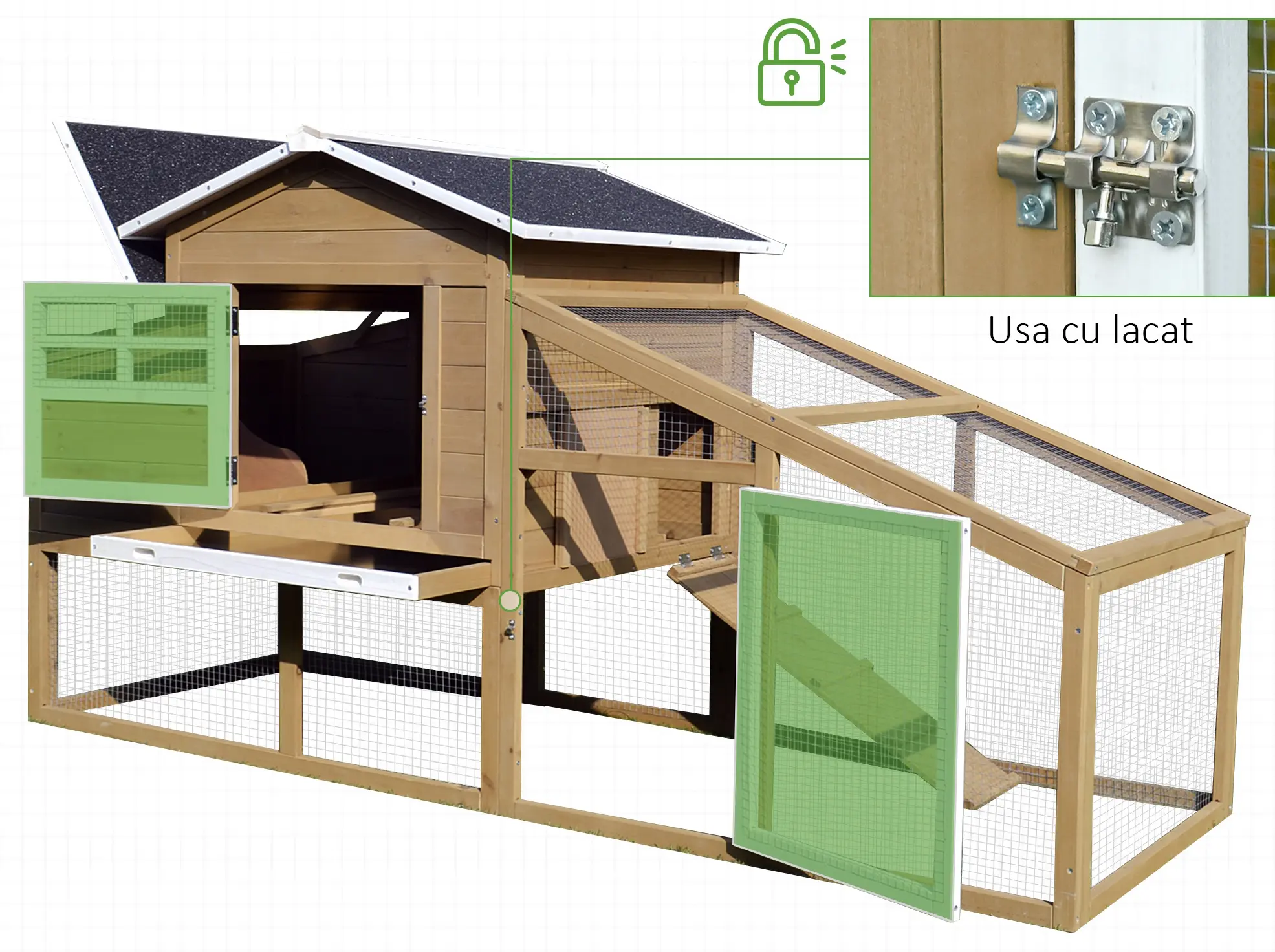 Cotet pentru gaini PawHut D51-100 (Natural) - 4