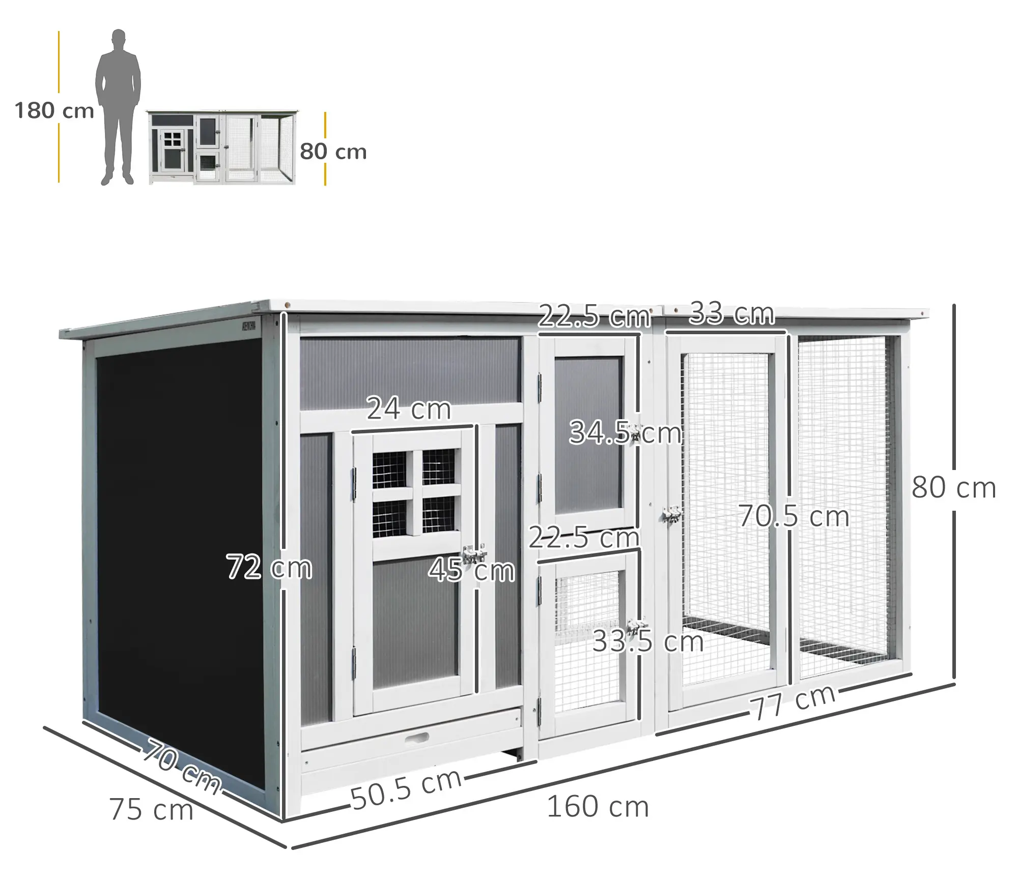 Cotet pentru gaini PawHut D51-104 (Grey/White) - 5