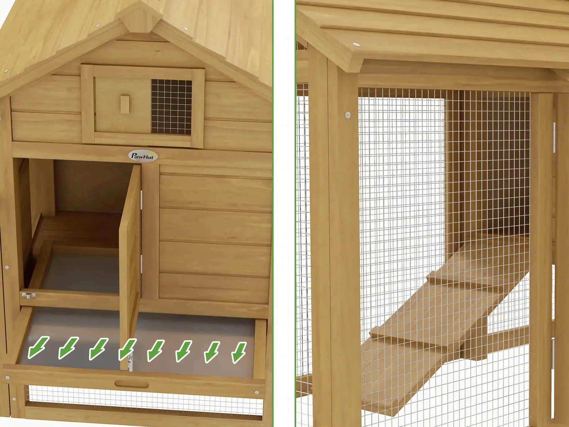 Cotet pentru gaini PawHut D51-108 (Natural) - 6