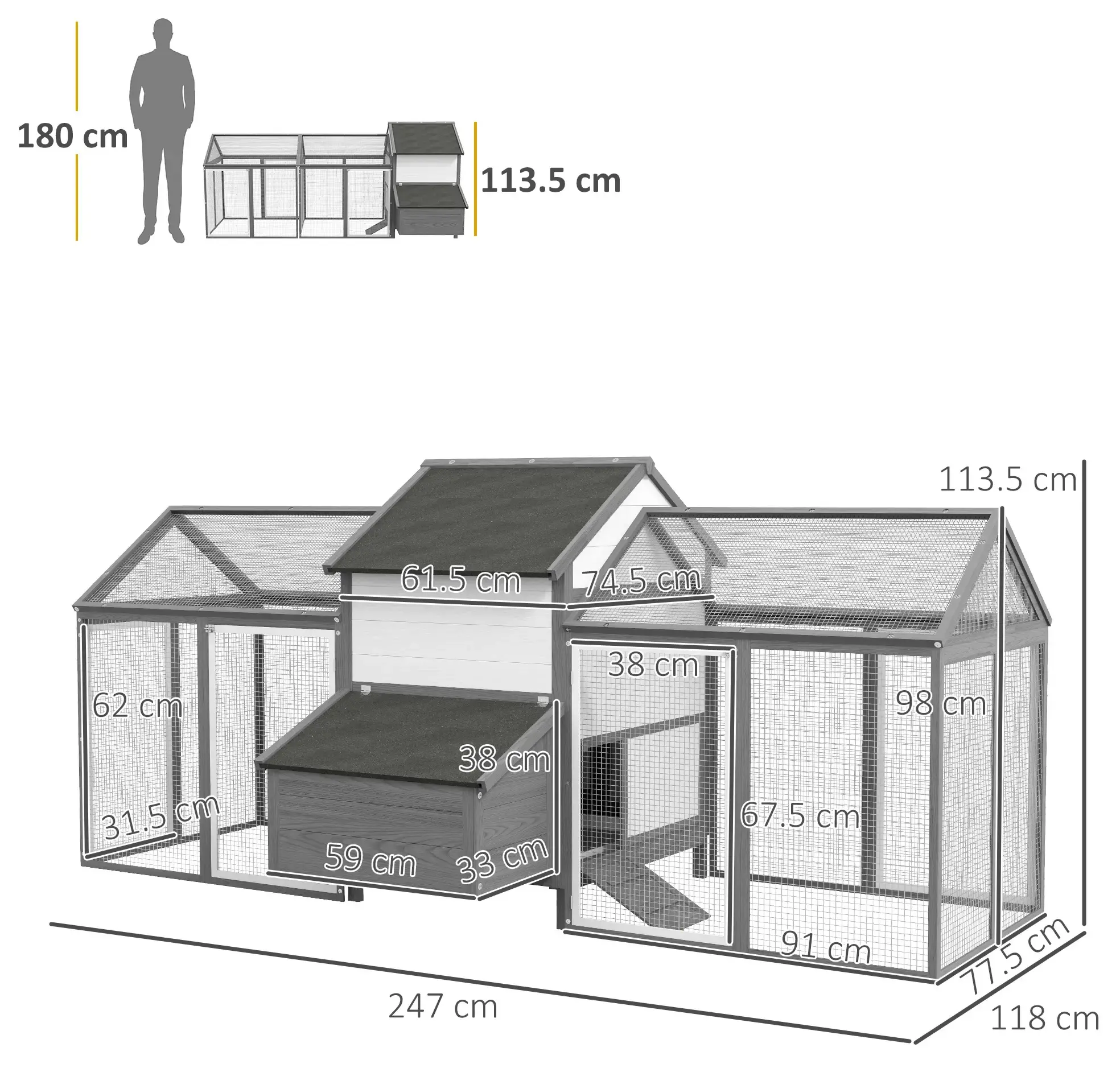 Cotet pentru gaini PawHut D51-130V01GY (Grey) - 3