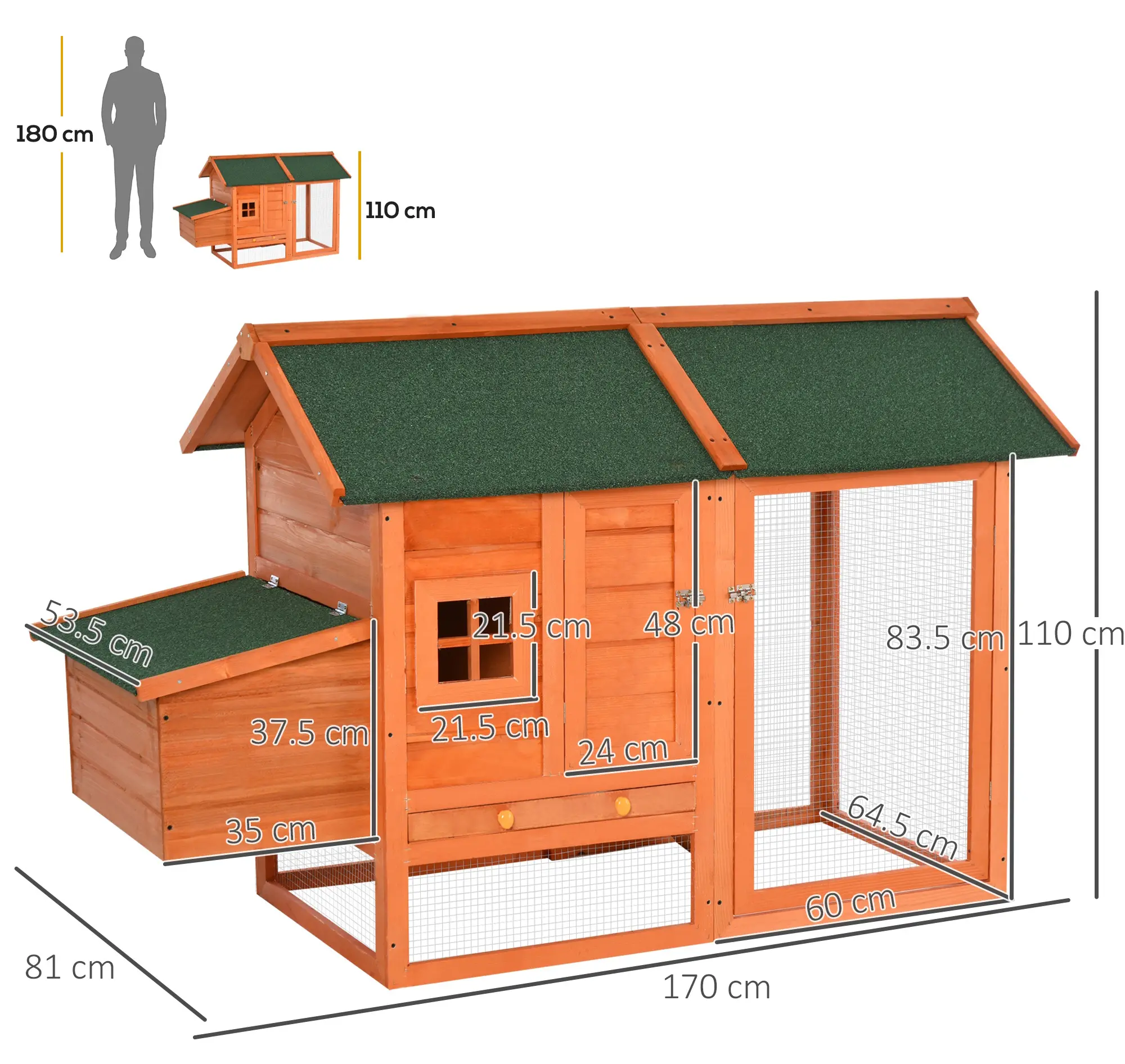 Курятник PawHut D51-143 (Orange/Green) - 2