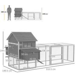Cotet pentru gaini PawHut D51-150V01GY (Grey/White) Thumb