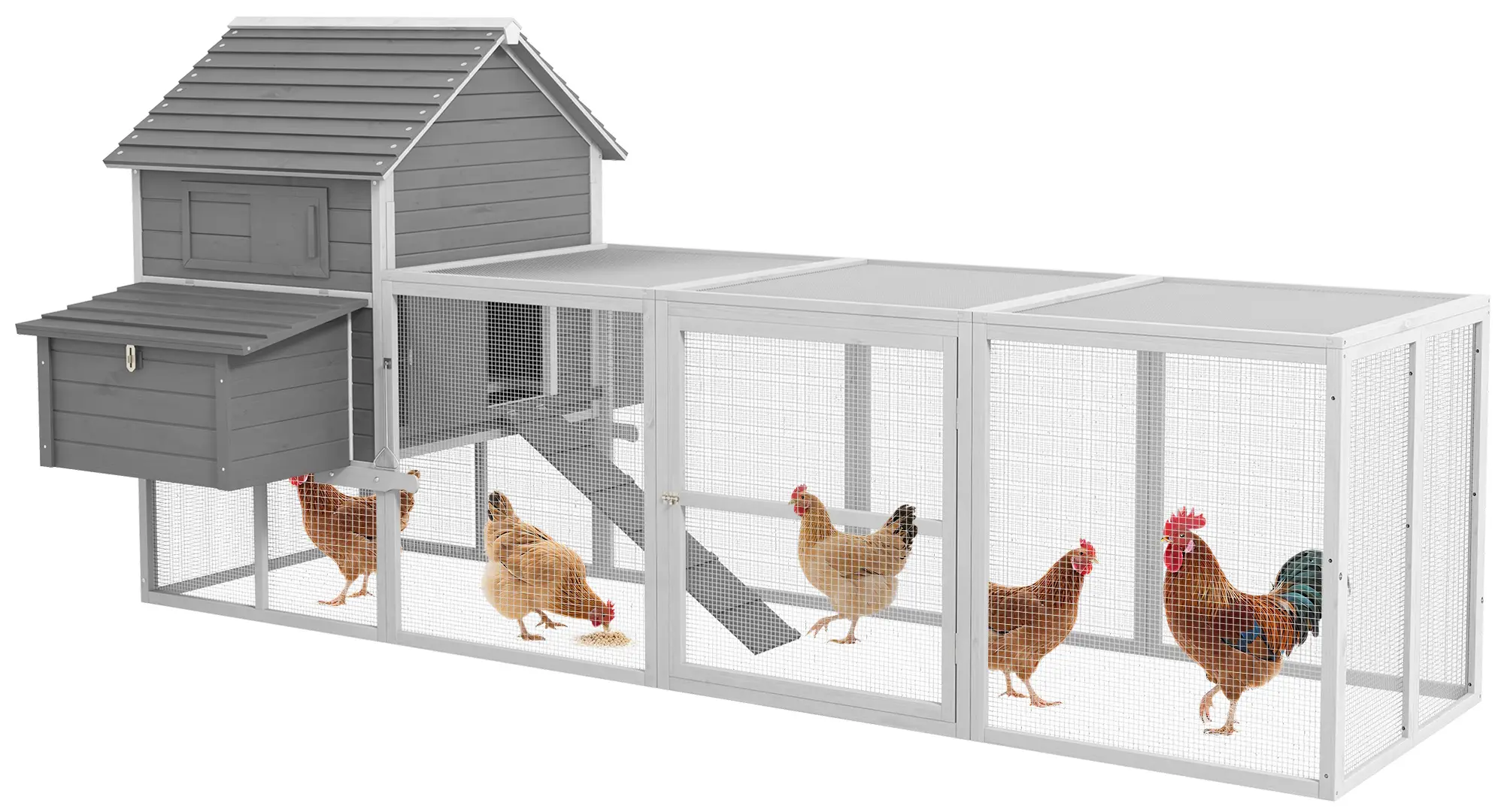 Cotet pentru gaini PawHut D51-150V01GY (Grey/White) - 4