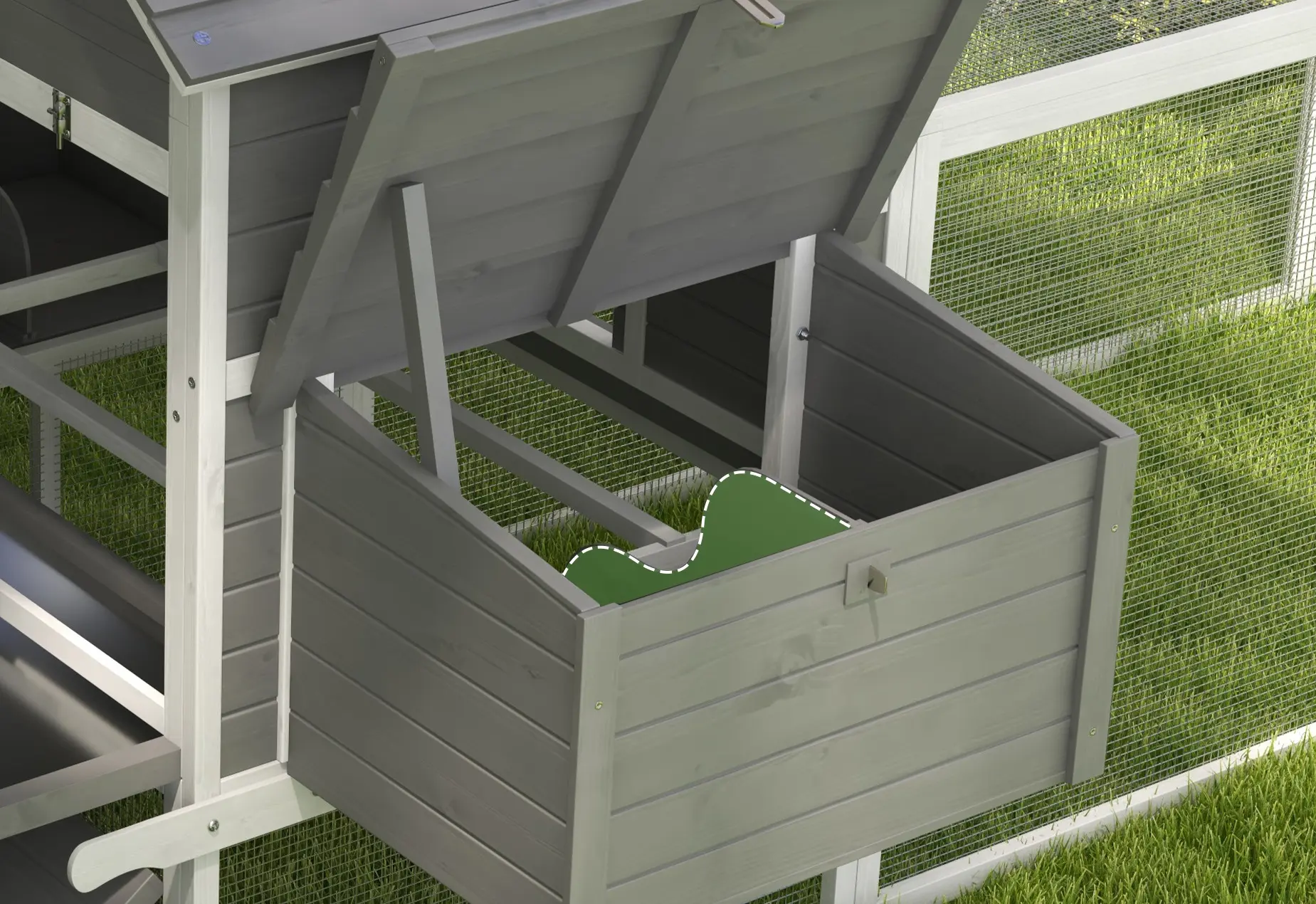 Cotet pentru gaini PawHut D51-150V01GY (Grey/White) - 6