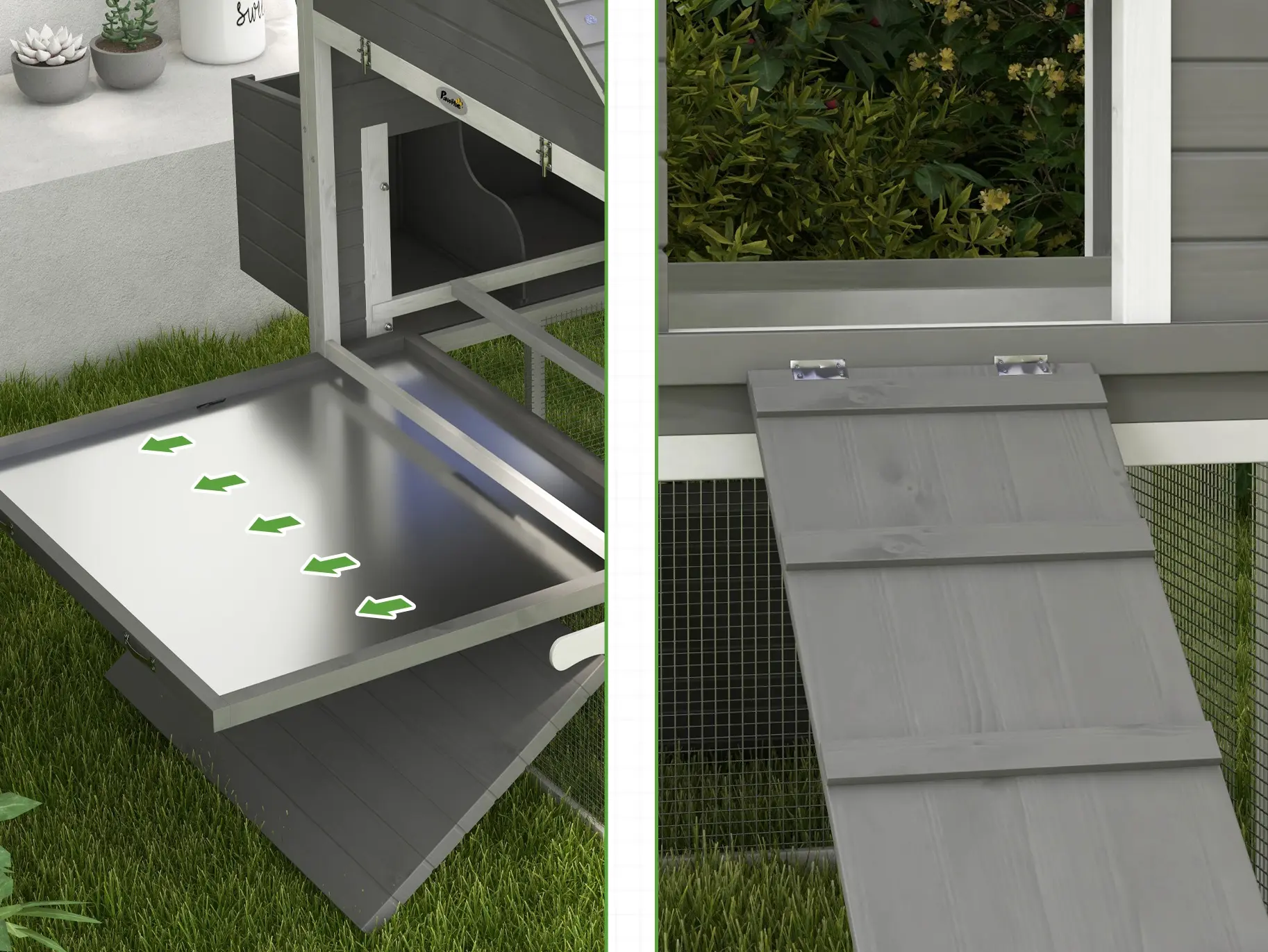 Cotet pentru gaini PawHut D51-150V01GY (Grey/White) - 7