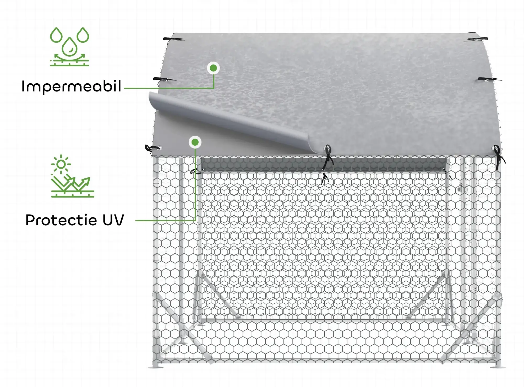 Tarc pentru gaini/iepuri PawHut D51-321 (Silver) - 4
