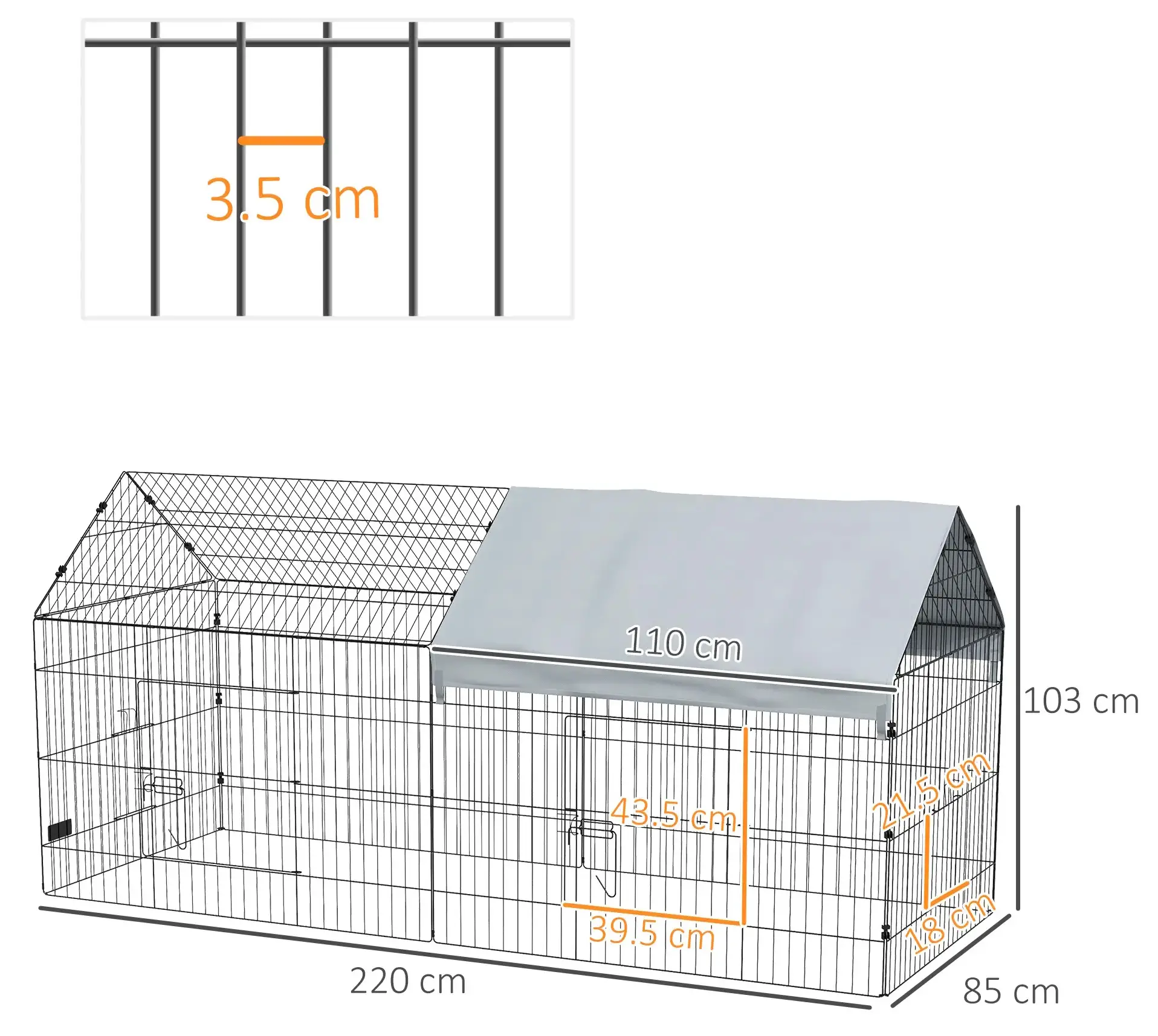 Загон для кур/кроликов PawHut D51-395V01SR (Silver) - 3