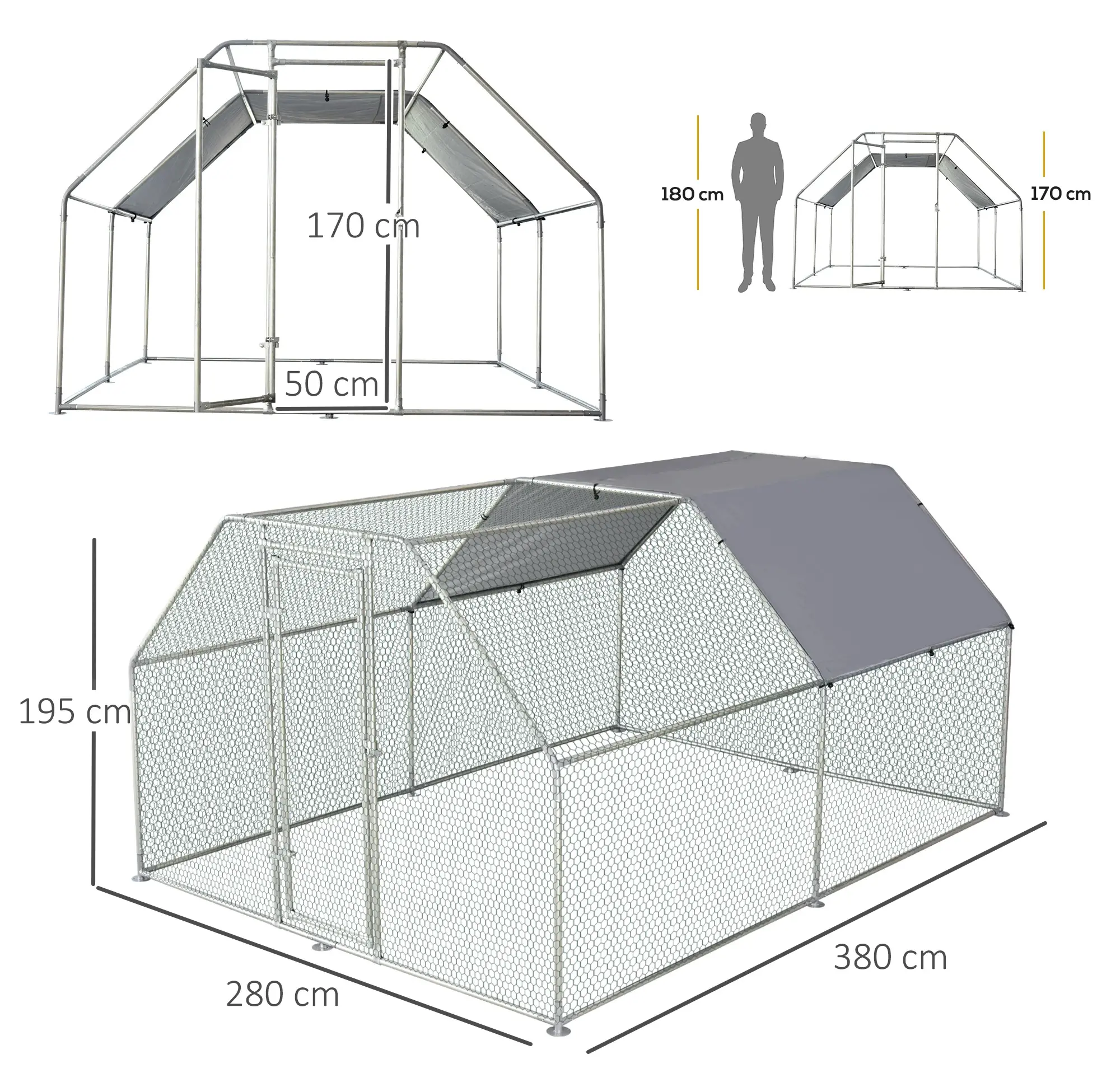 Tarc pentru gaini PawHut D51-116 (Silver) - 3