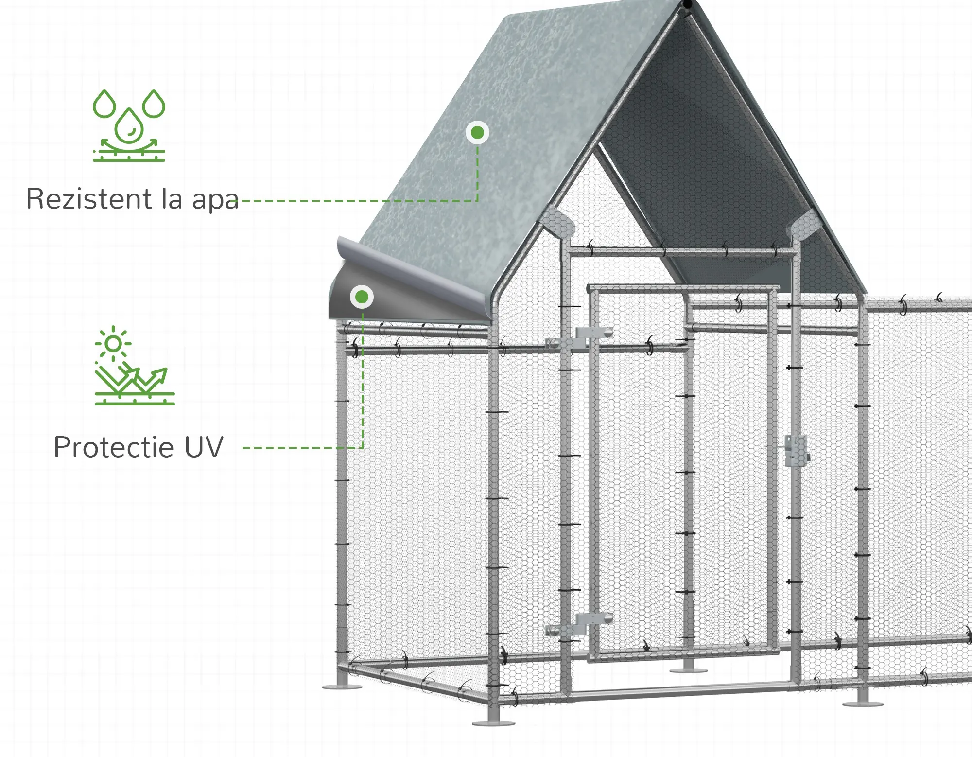 Загон для кур PawHut D51-272V01 (Grey) - 4